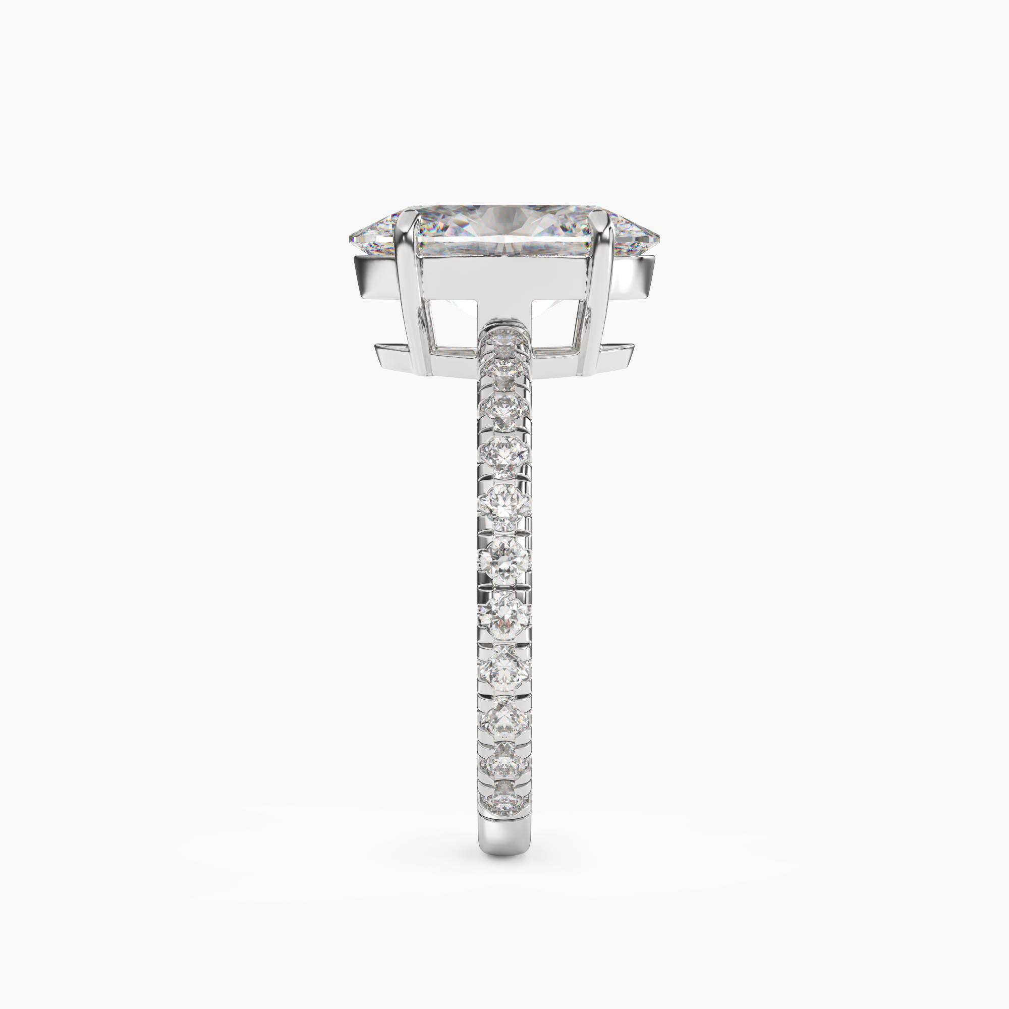 Aurora 3 Carat Oval Cut Pave Lab Grown Diamond Ring in 14K Rose Gold - View 6
