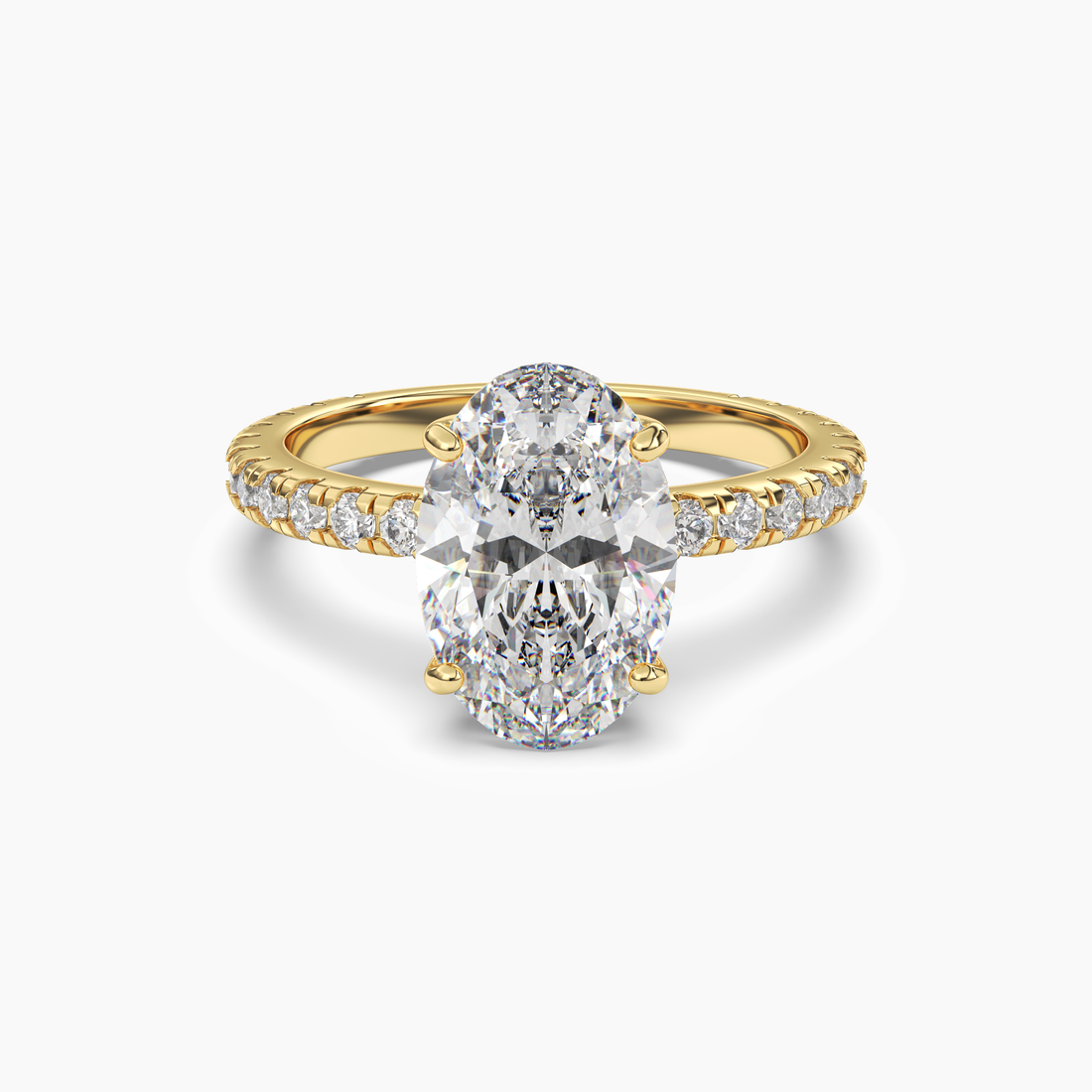 Aurora 3 Carat Oval Cut Pave Lab Grown Diamond Ring in Platinum - View 4