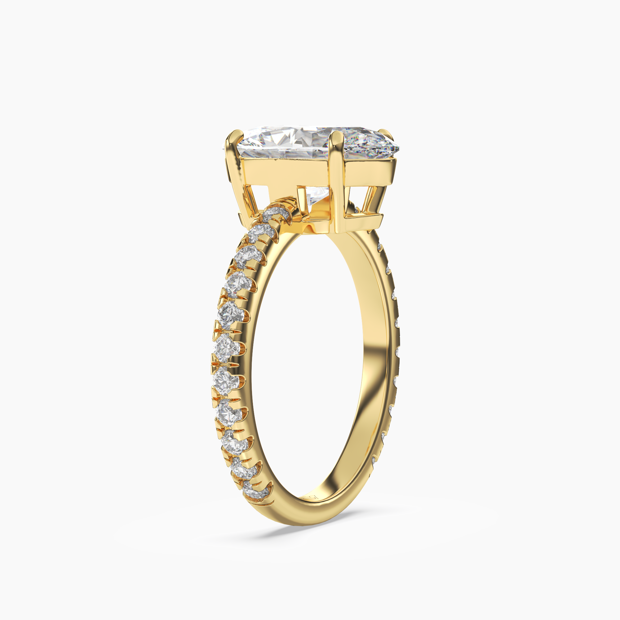 Aurora 5 Carat Oval Cut Pave Lab Grown Diamond Ring in 14K Rose Gold - View 8