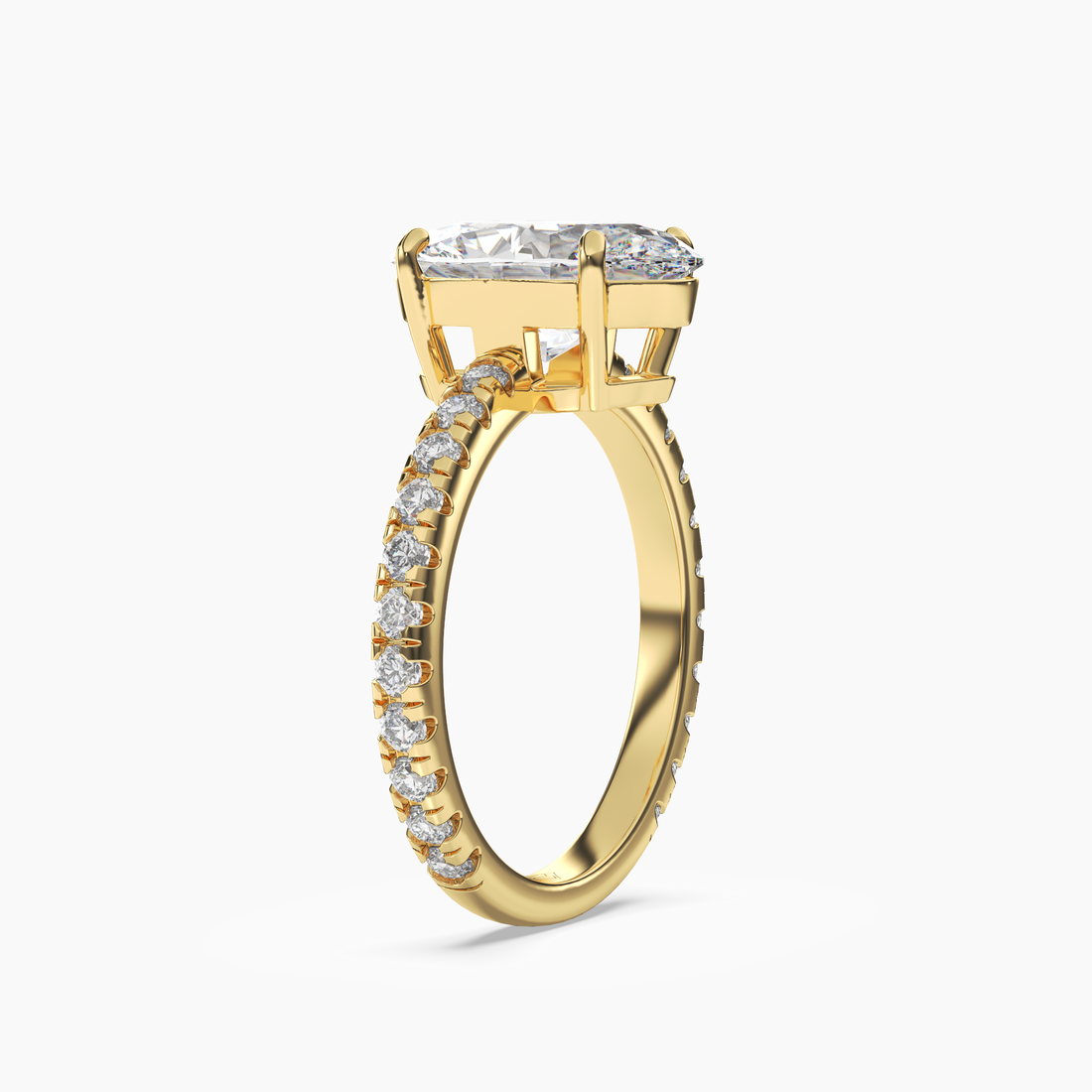 Aurora 4.5 Carat Oval Cut Pave Lab Grown Diamond Ring in 18K Yellow Gold - View 2