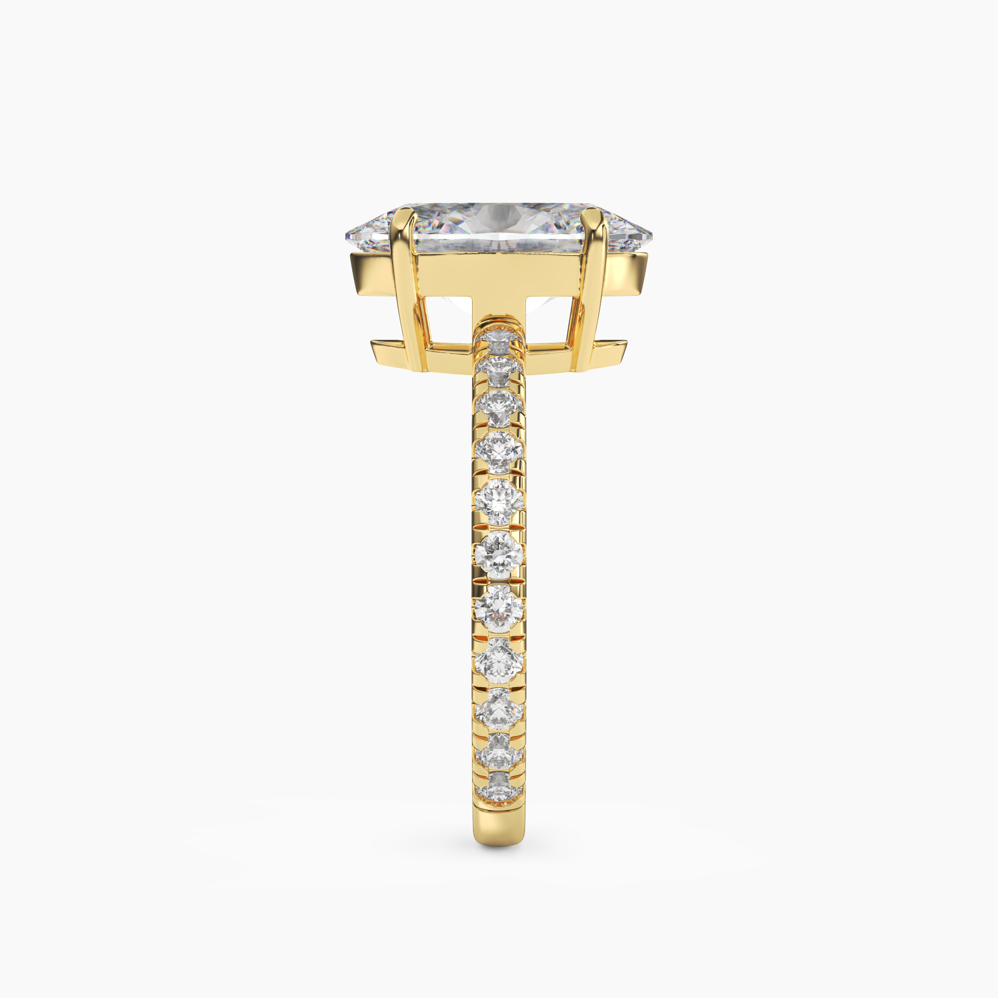 Aurora 5 Carat Oval Cut Pave Lab Grown Diamond Ring in 14K White Gold - View 6