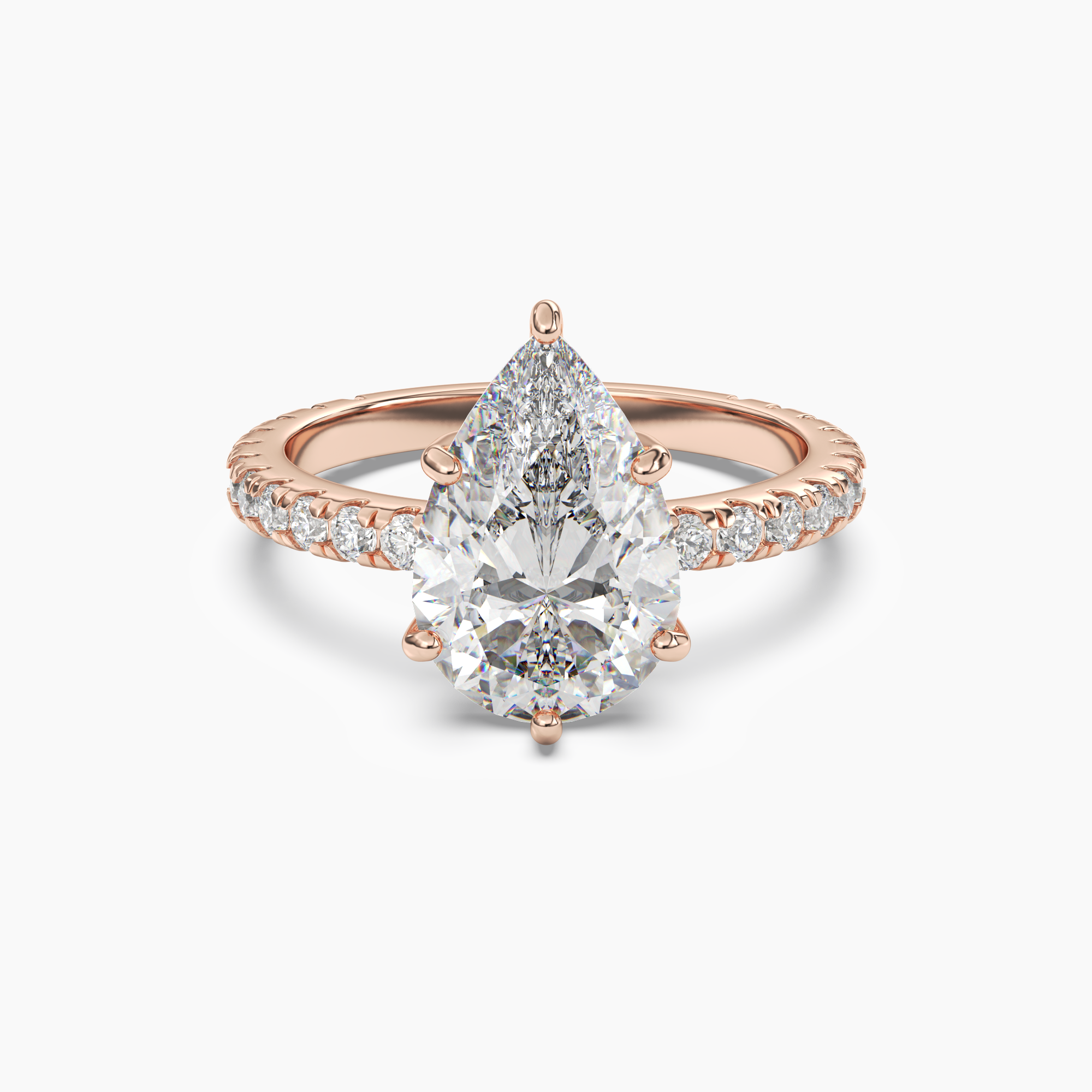 Aurora 5 Carat Pear Cut Pave Lab Grown Diamond Ring in 14K Rose Gold