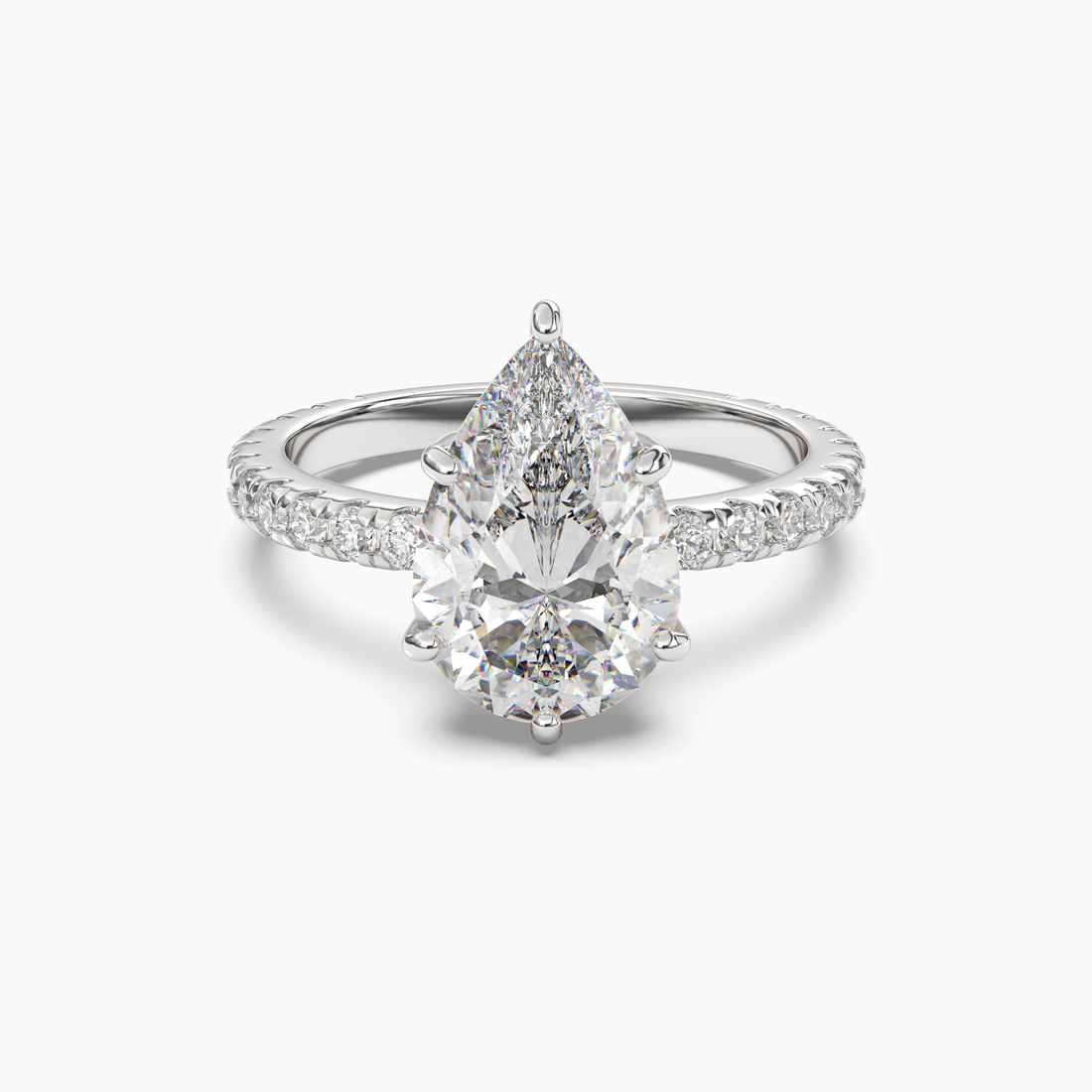 Aurora 2 Carat Pear Cut Pave Lab Grown Diamond Ring in 18K Rose Gold - View 4