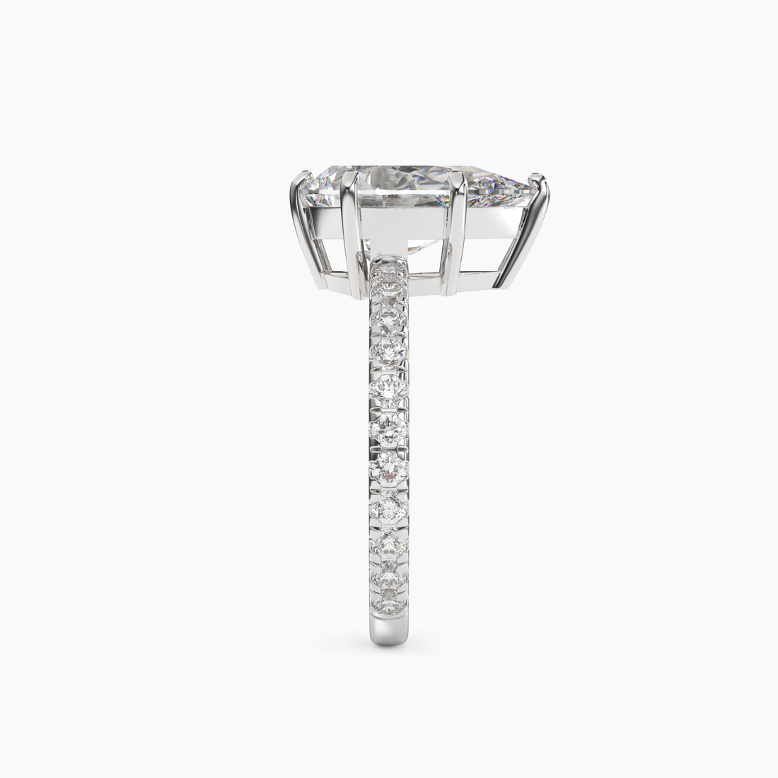 Aurora 5 Carat Pear Cut Pave Lab Grown Diamond Ring in 10K Rose Gold - View 6