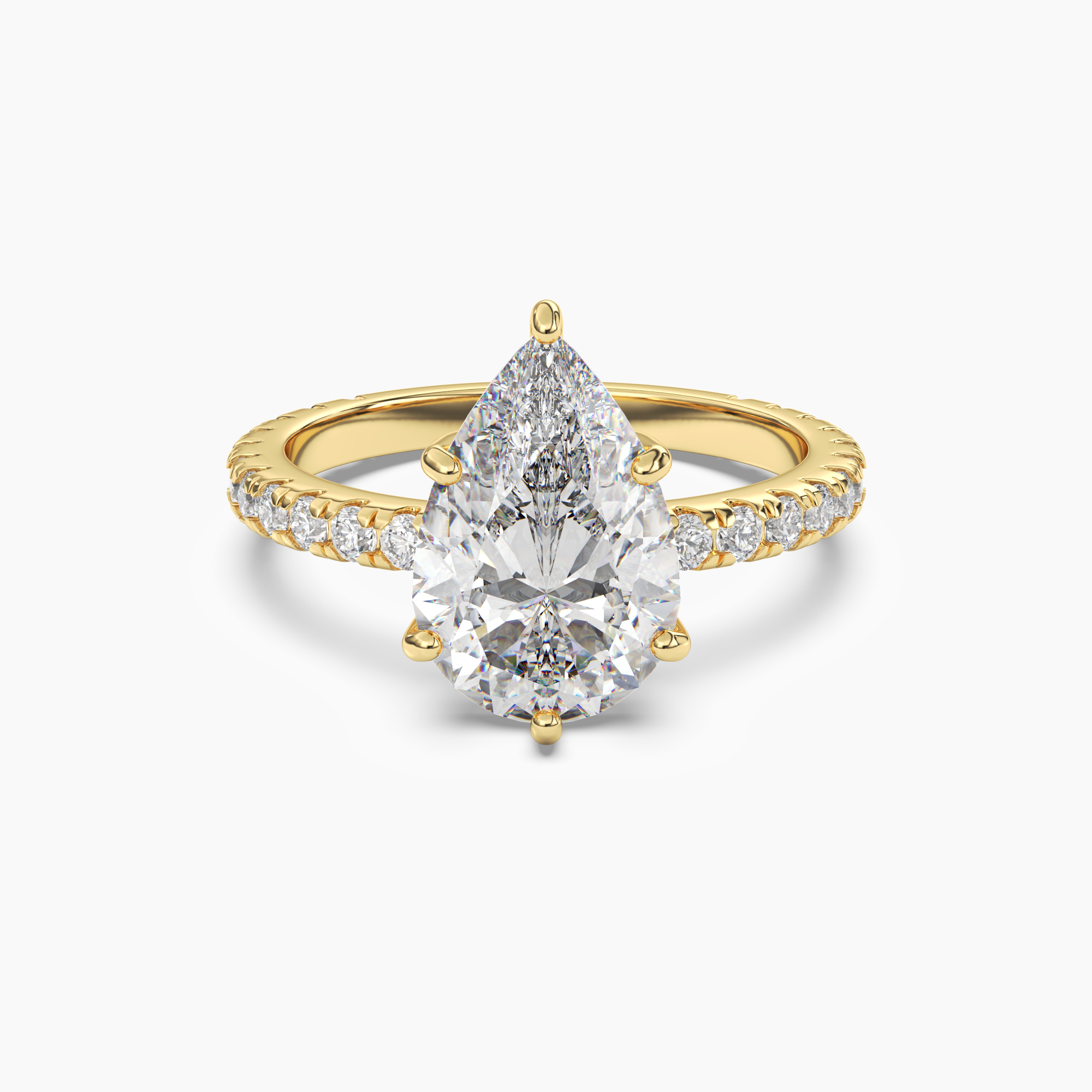 Aurora 5 Carat Pear Cut Pave Lab Grown Diamond Ring in 14K Rose Gold - View 7