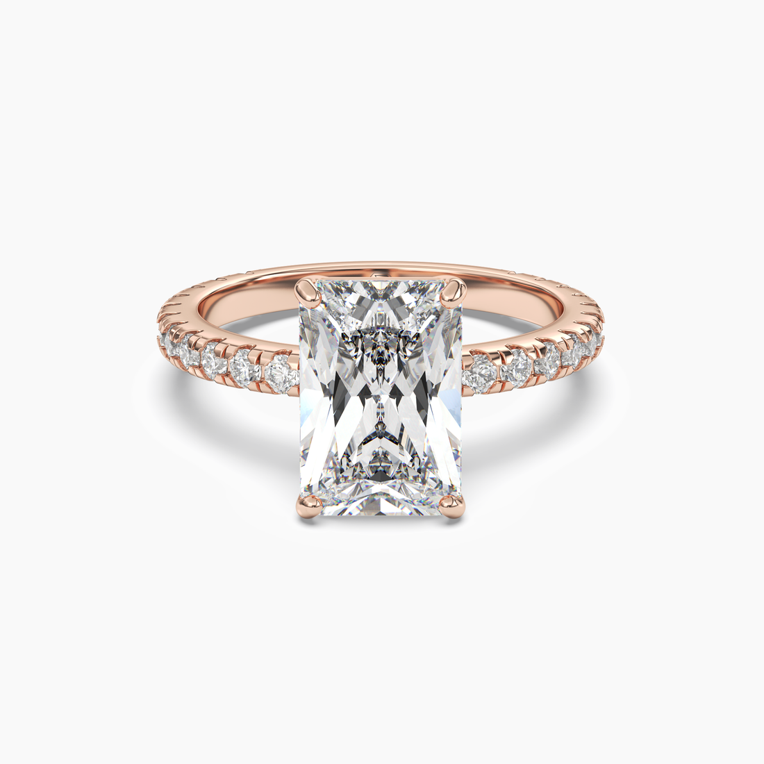 Aurora 5 Carat Radiant Cut Pave Lab Grown Diamond Ring in 14K Rose Gold