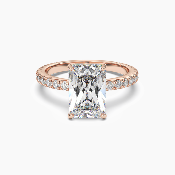 Aurora 5 Carat Radiant Cut Pave Lab Grown Diamond Ring in 14K Rose Gold