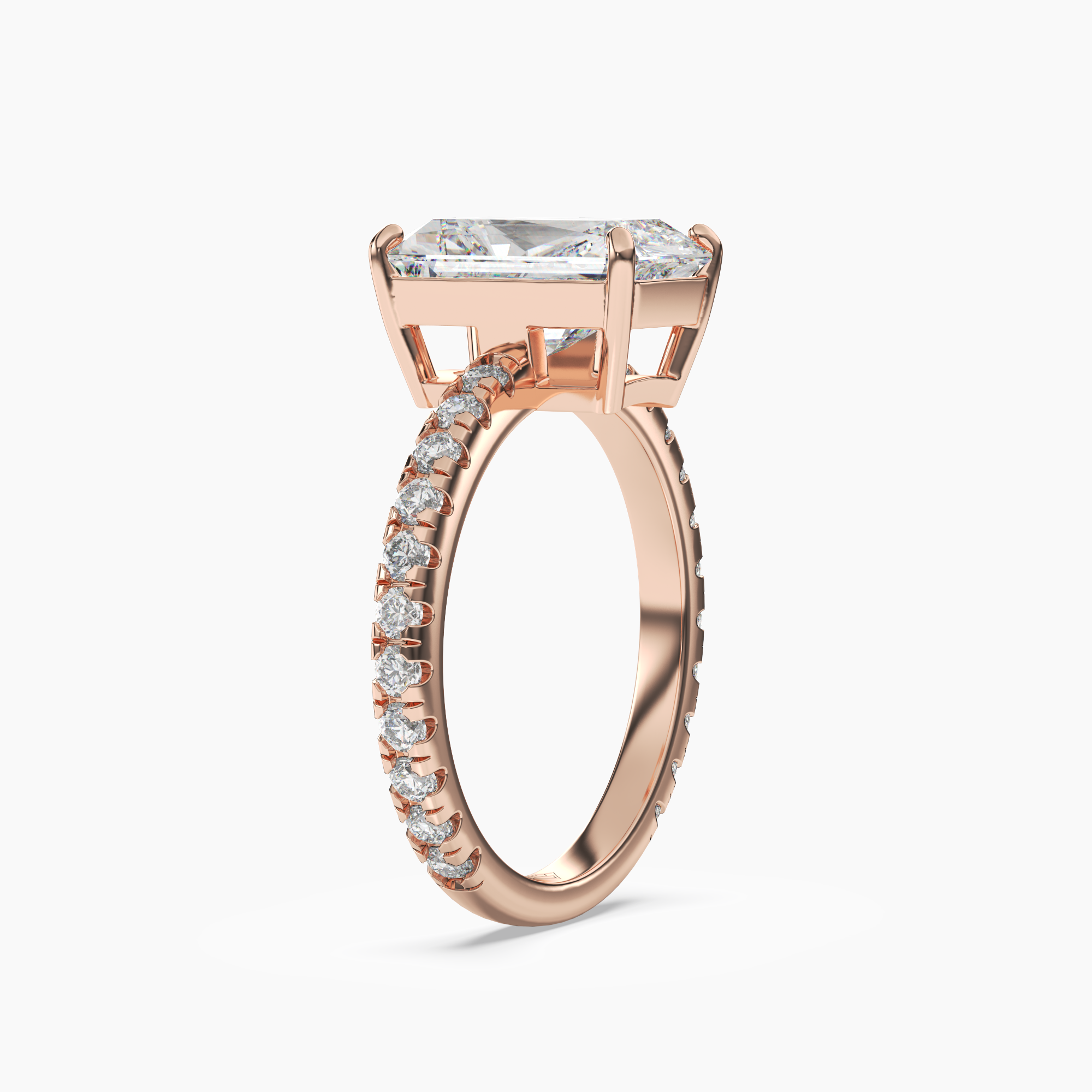 Aurora 3 Carat Radiant Cut Pave Lab Grown Diamond Ring in 18K Yellow Gold - View 8