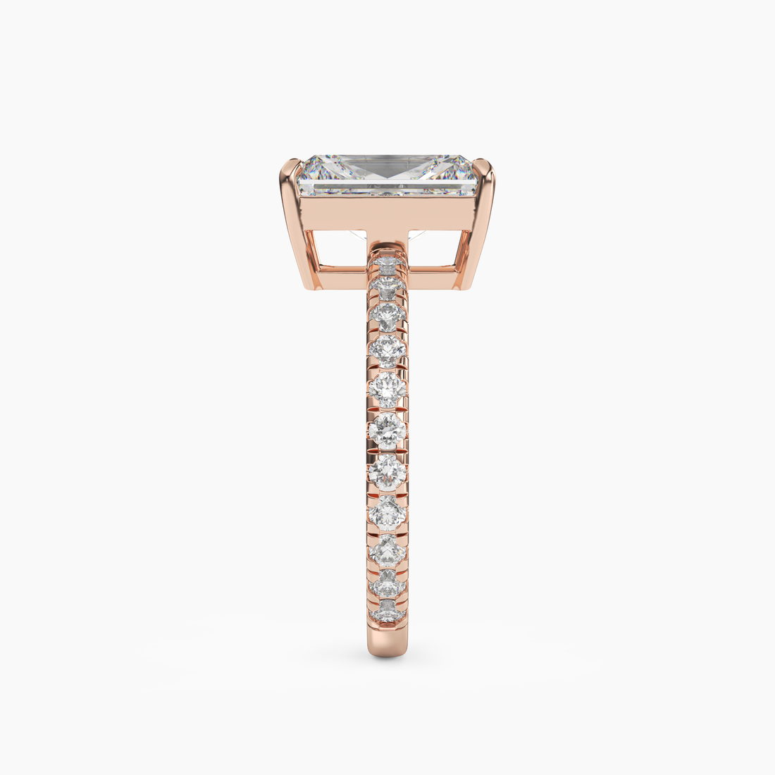Aurora 5 Carat Radiant Cut Pave Lab Grown Diamond Ring in 14K Yellow Gold - View 9