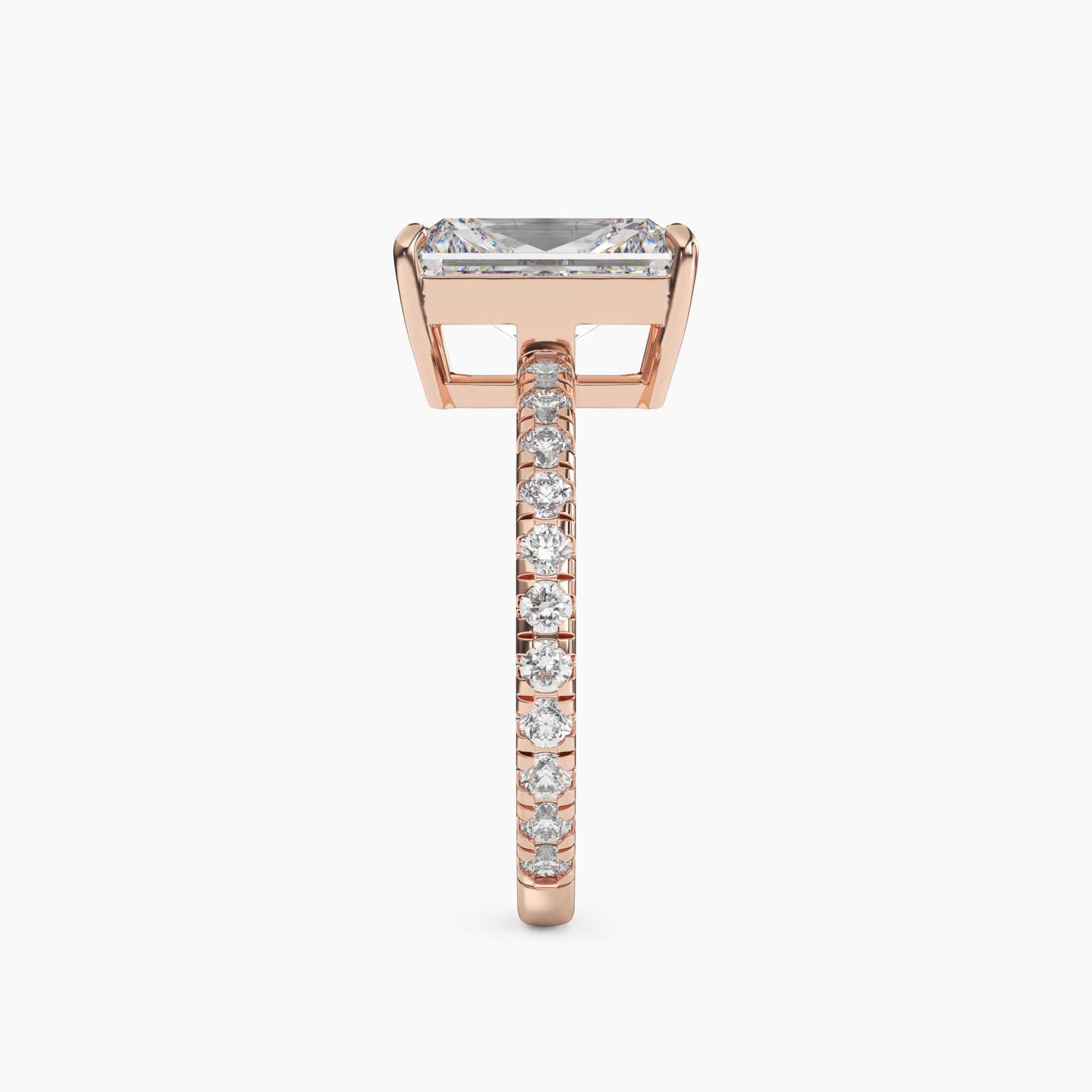 Aurora 5 Carat Radiant Cut Pave Lab Grown Diamond Ring in 14K Yellow Gold - View 9