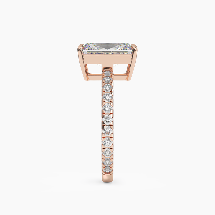 Aurora 3.5 Carat Radiant Cut Pave Lab Grown Diamond Ring in Silver - View 9