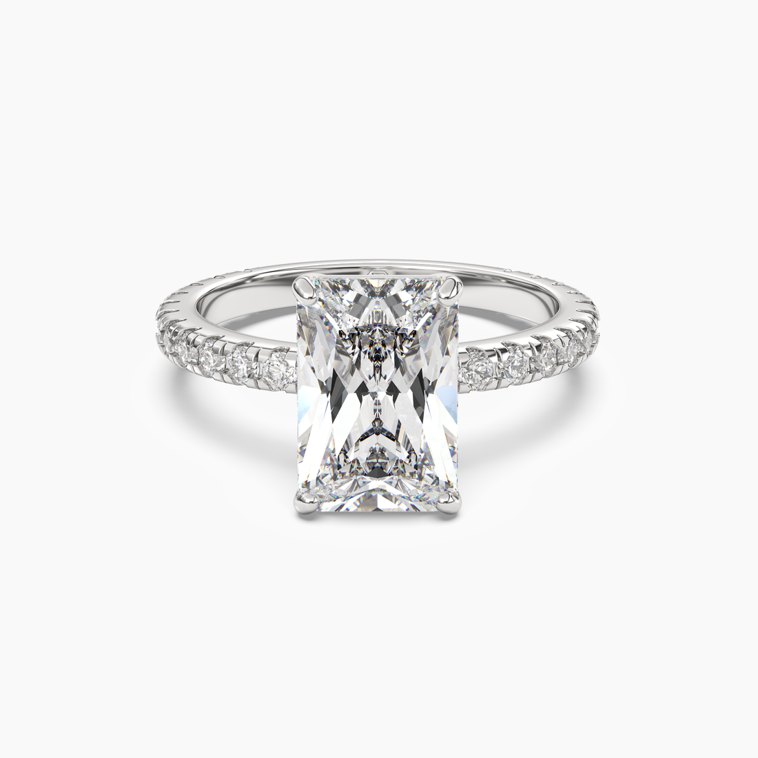 Aurora 5 Carat Radiant Cut Pave Lab Grown Diamond Ring in 14K Rose Gold - View 4
