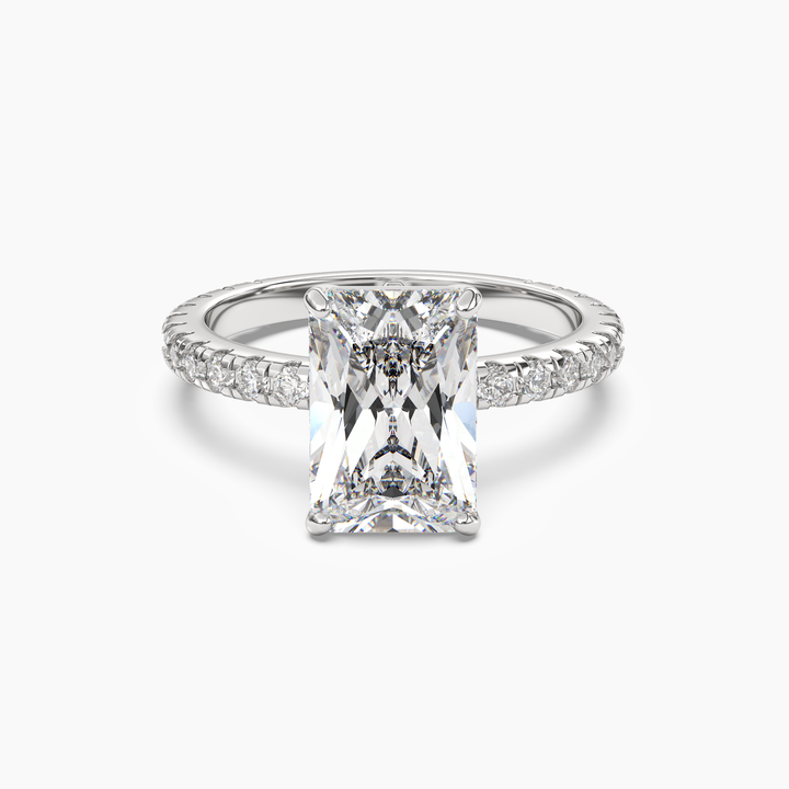 Aurora 5 Carat Radiant Cut Pave Lab Grown Diamond Ring in 14K White Gold