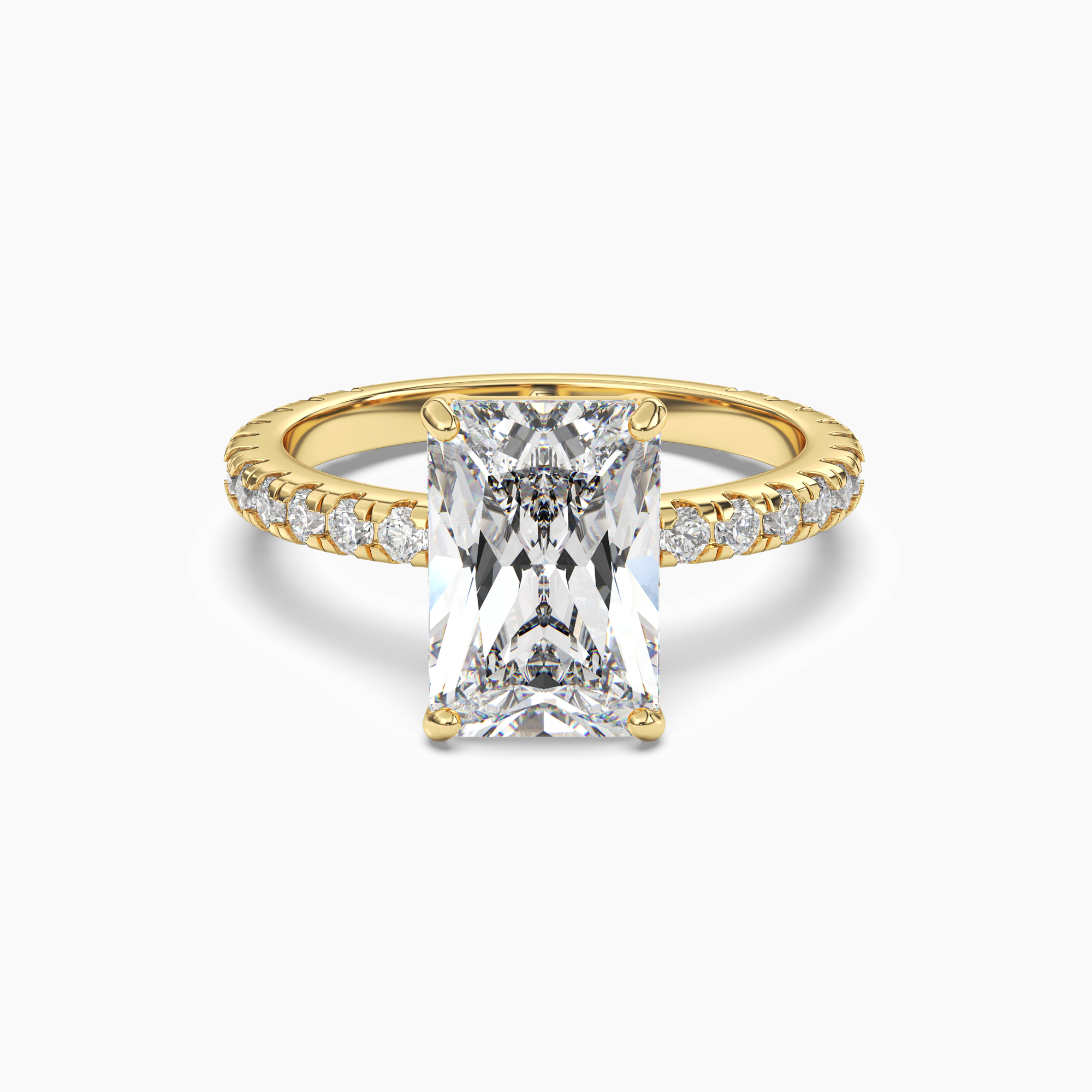Aurora 3.5 Carat Radiant Cut Pave Lab Grown Diamond Ring in 14K White Gold - View 4