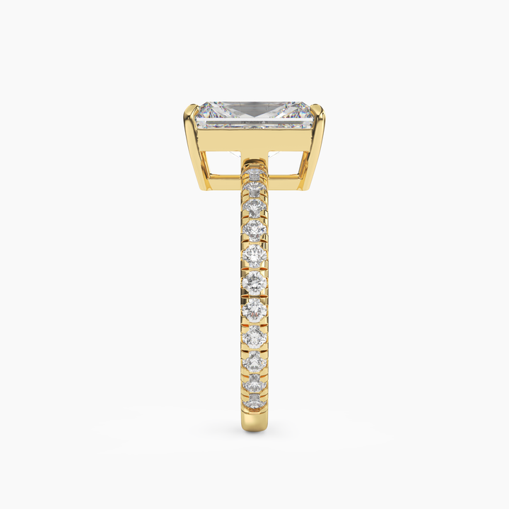 Aurora 5 Carat Radiant Cut Pave Lab Grown Diamond Ring in 14K Rose Gold - View 9