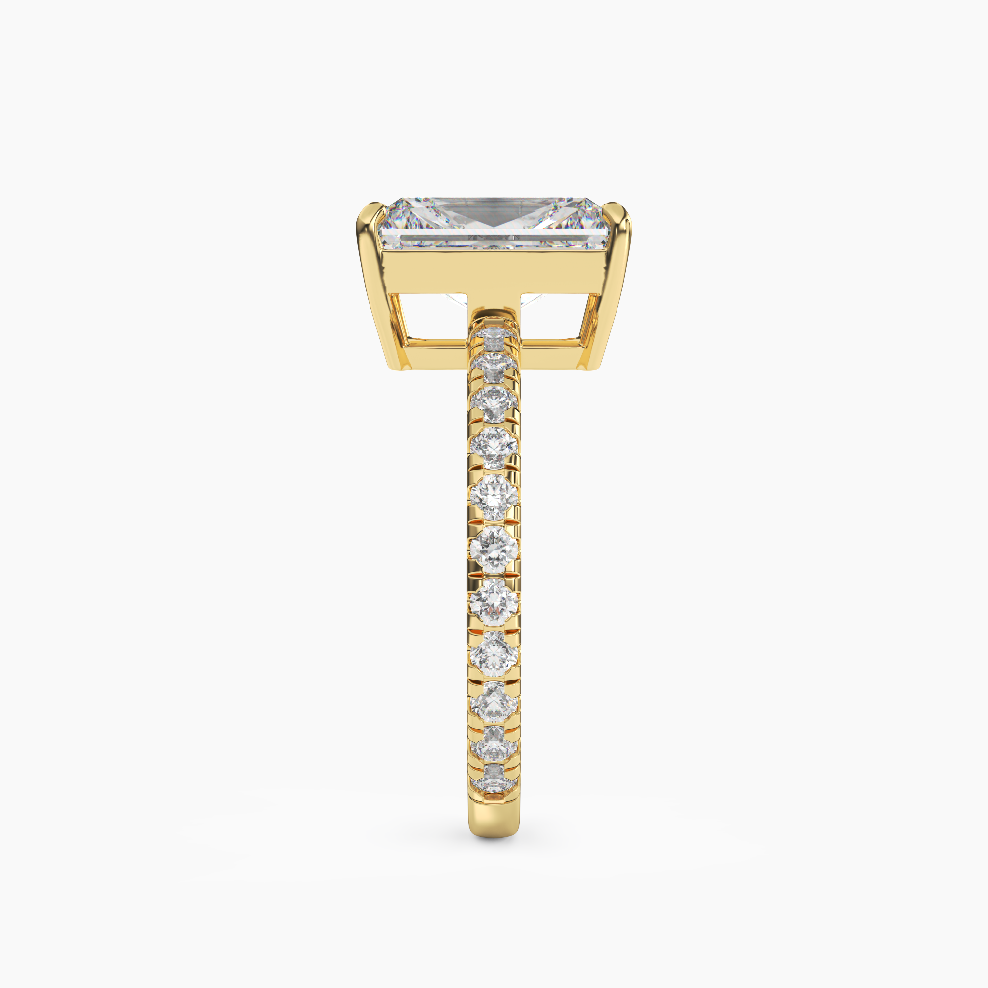 Aurora 5 Carat Radiant Cut Pave Lab Grown Diamond Ring in 14K White Gold - View 6
