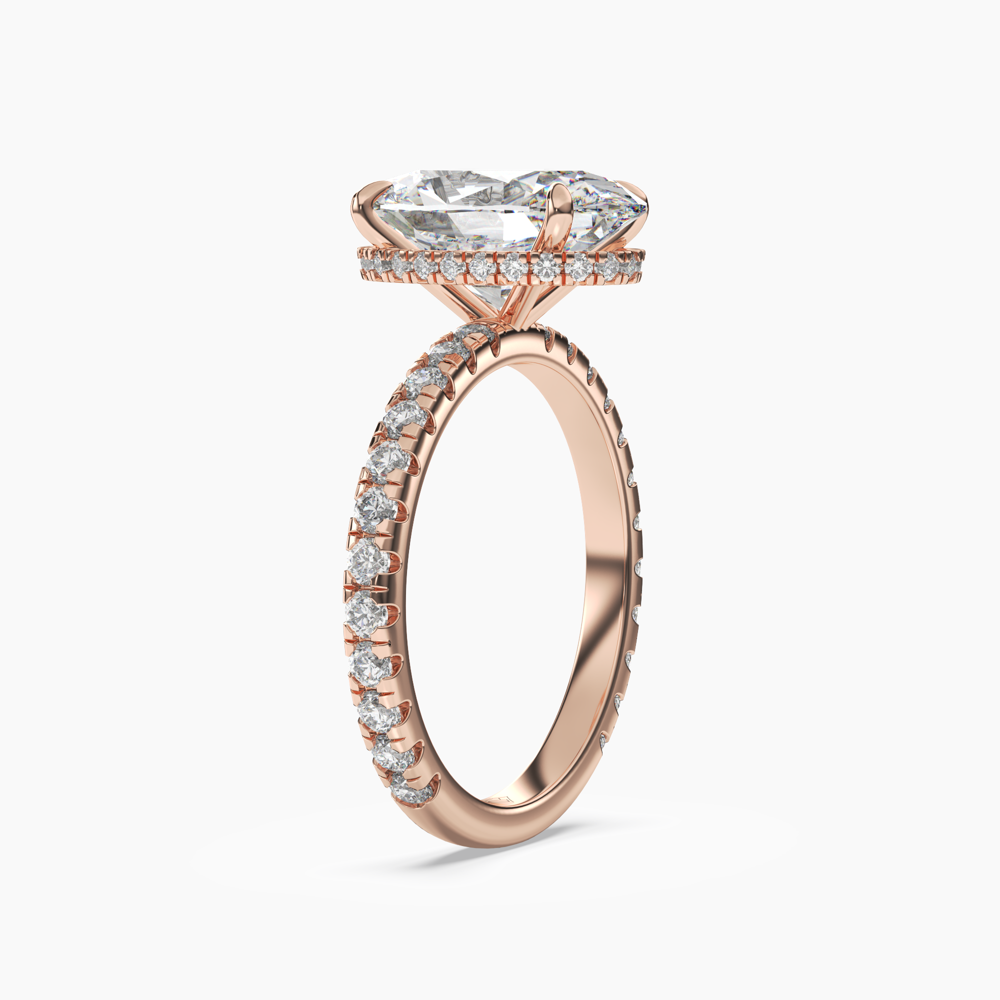 Clara 5 Carat Oval Cut Pave Lab Grown Diamond Ring in 14K Yellow Gold - View 8