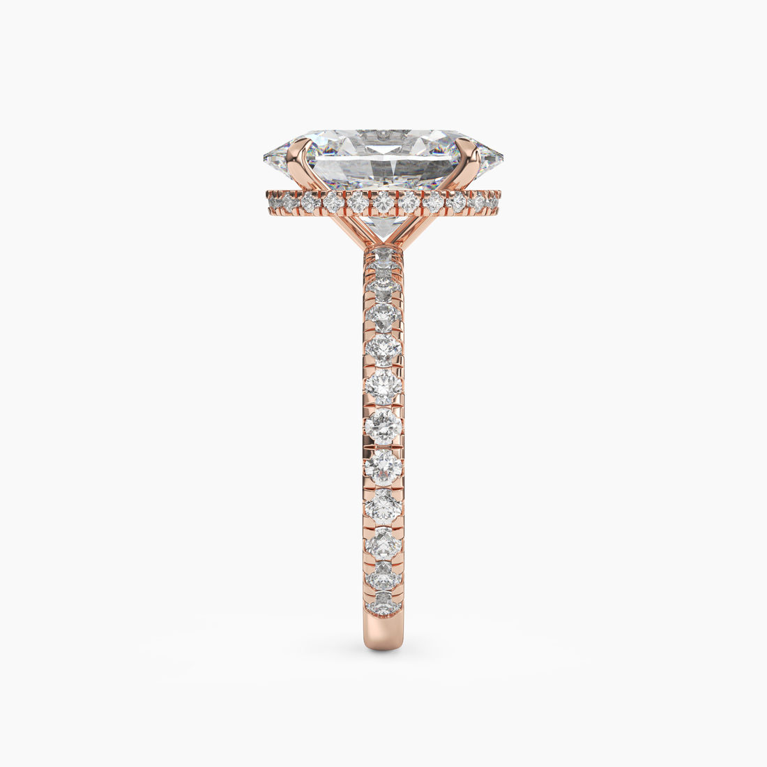 Clara 1 Carat Oval Cut Pave Lab Grown Diamond Ring in 10K Yellow Gold - View 9