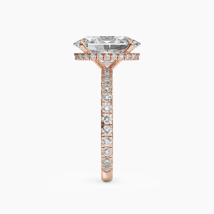 Clara 5 Carat Oval Cut Pave Lab Grown Diamond Ring in 14K Yellow Gold - View 9