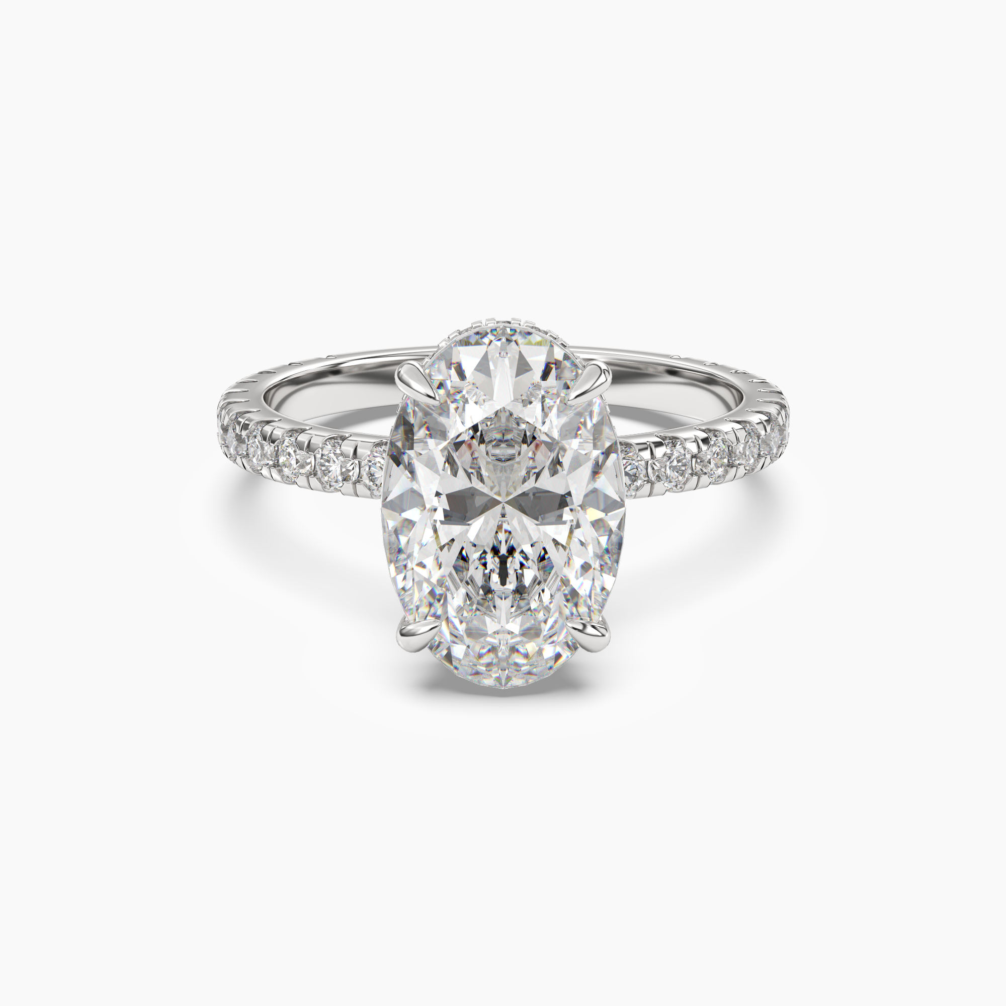 Clara 4.5 Carat Oval Cut Pave Lab Grown Diamond Ring in 14K Yellow Gold - View 4