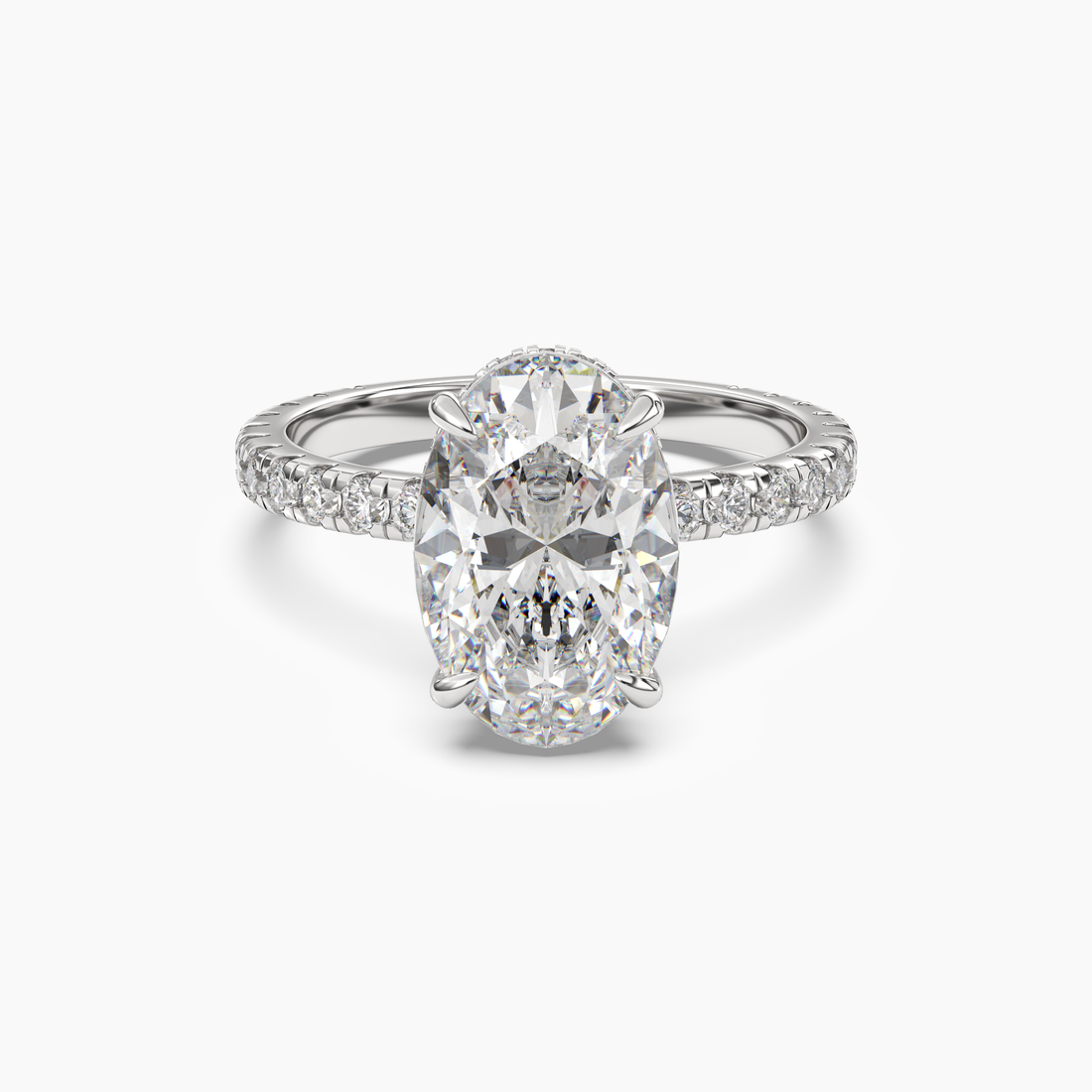 Clara 1 Carat Oval Cut Pave Lab Grown Diamond Ring in Platinum