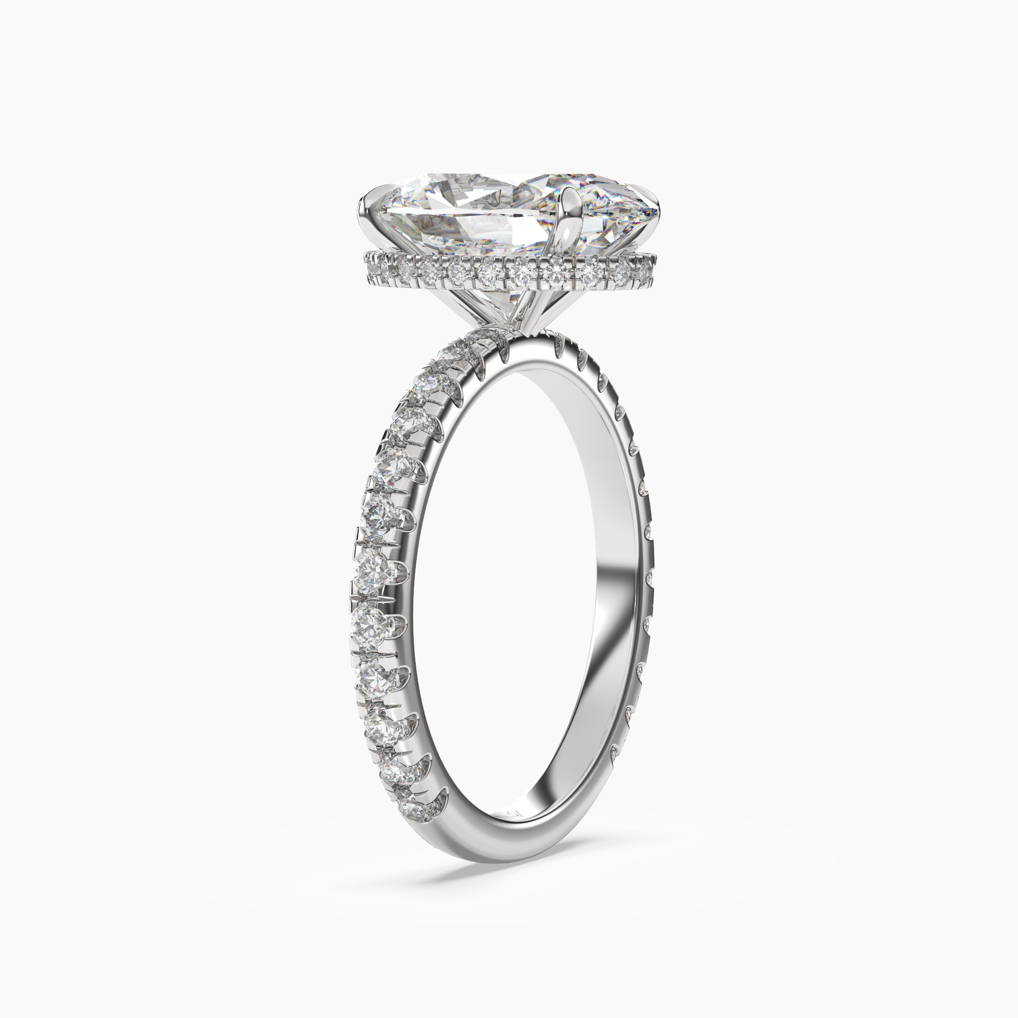 Clara 5 Carat Oval Cut Pave Lab Grown Diamond Ring in 14K White Gold - View 2