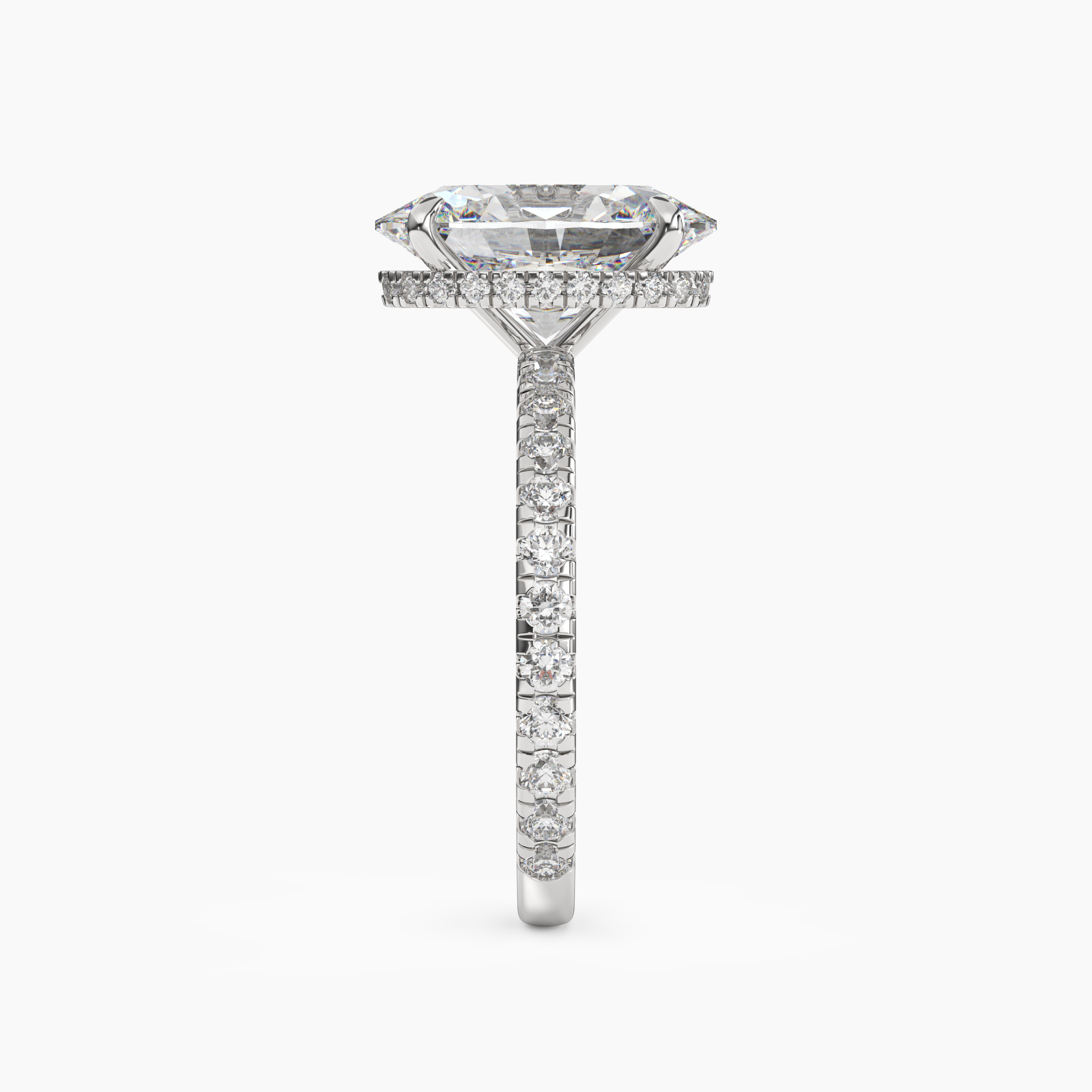 Clara 5 Carat Oval Cut Pave Lab Grown Diamond Ring in 14K Yellow Gold - View 6