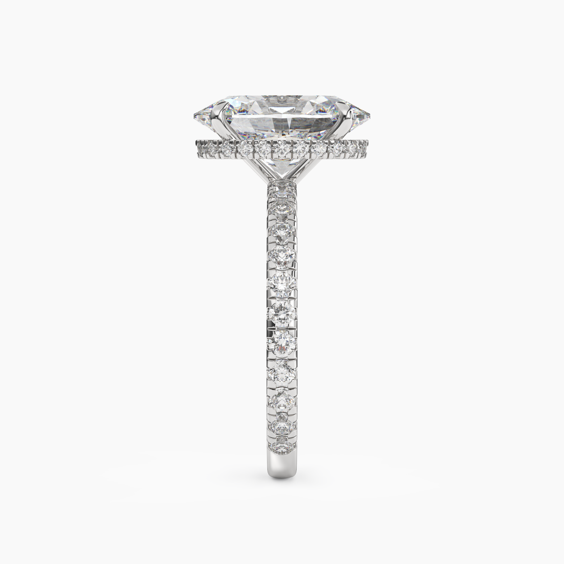 Clara 2 Carat Oval Cut Pave Lab Grown Diamond Ring in 14K Rose Gold - View 6