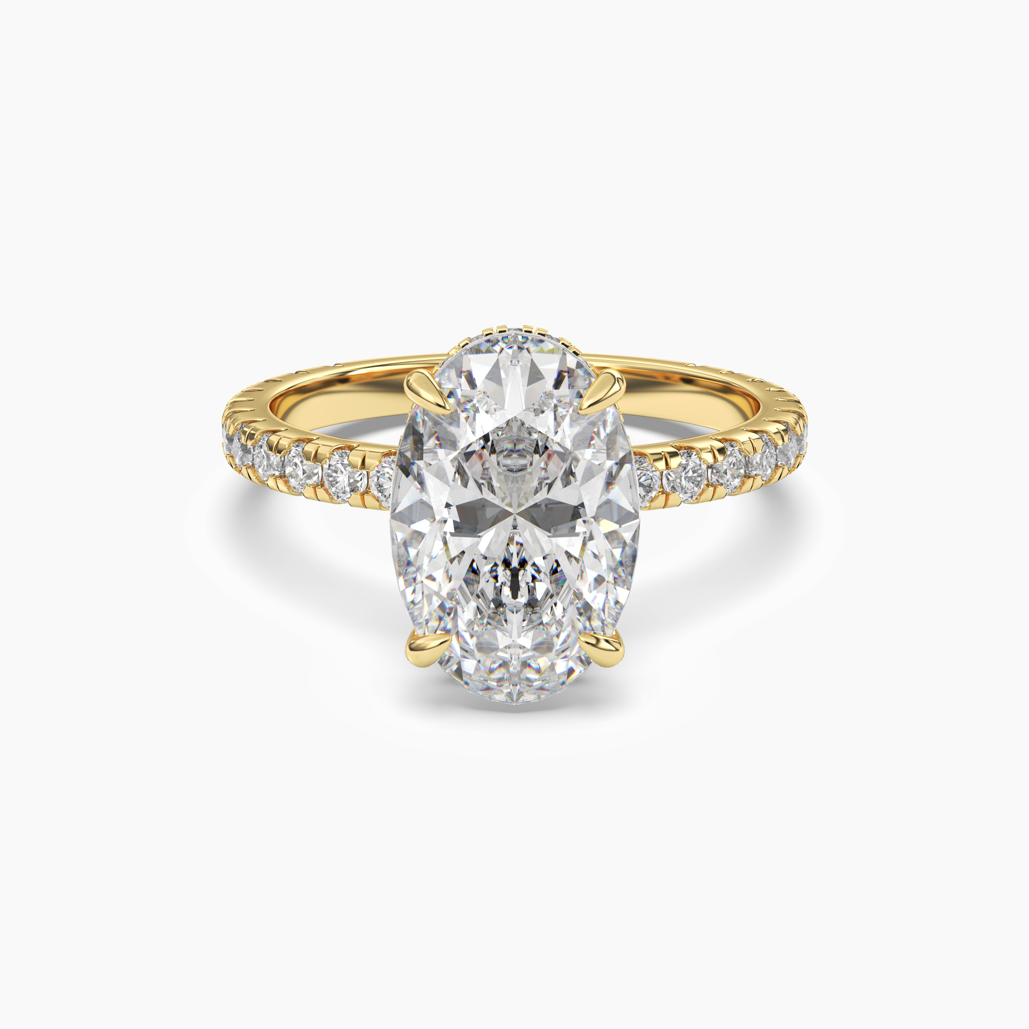 Clara 1.5 Carat Oval Cut Pave Lab Grown Diamond Ring in 10K Yellow Gold