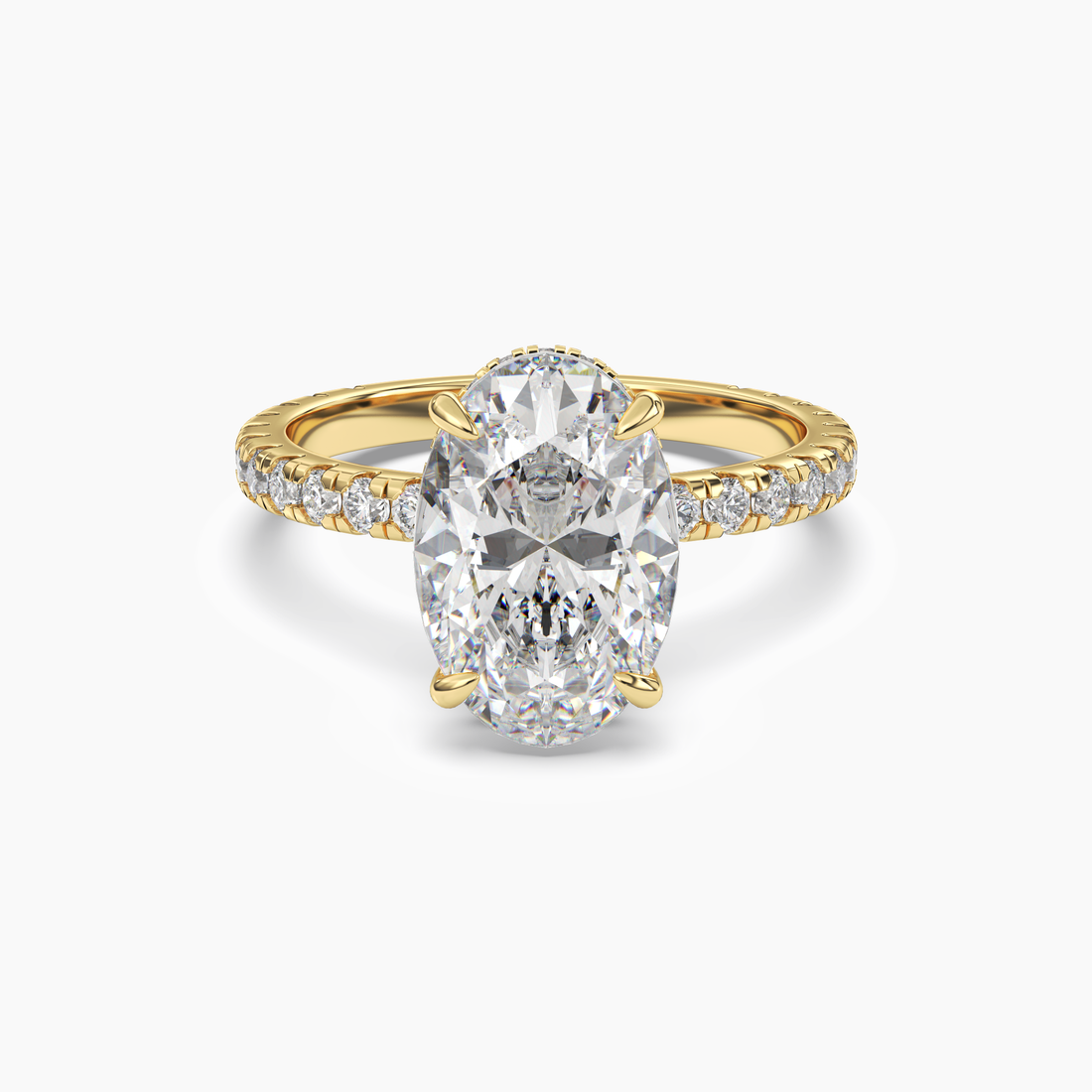 Clara 3.5 Carat Oval Cut Pave Lab Grown Diamond Ring in Silver - View 4
