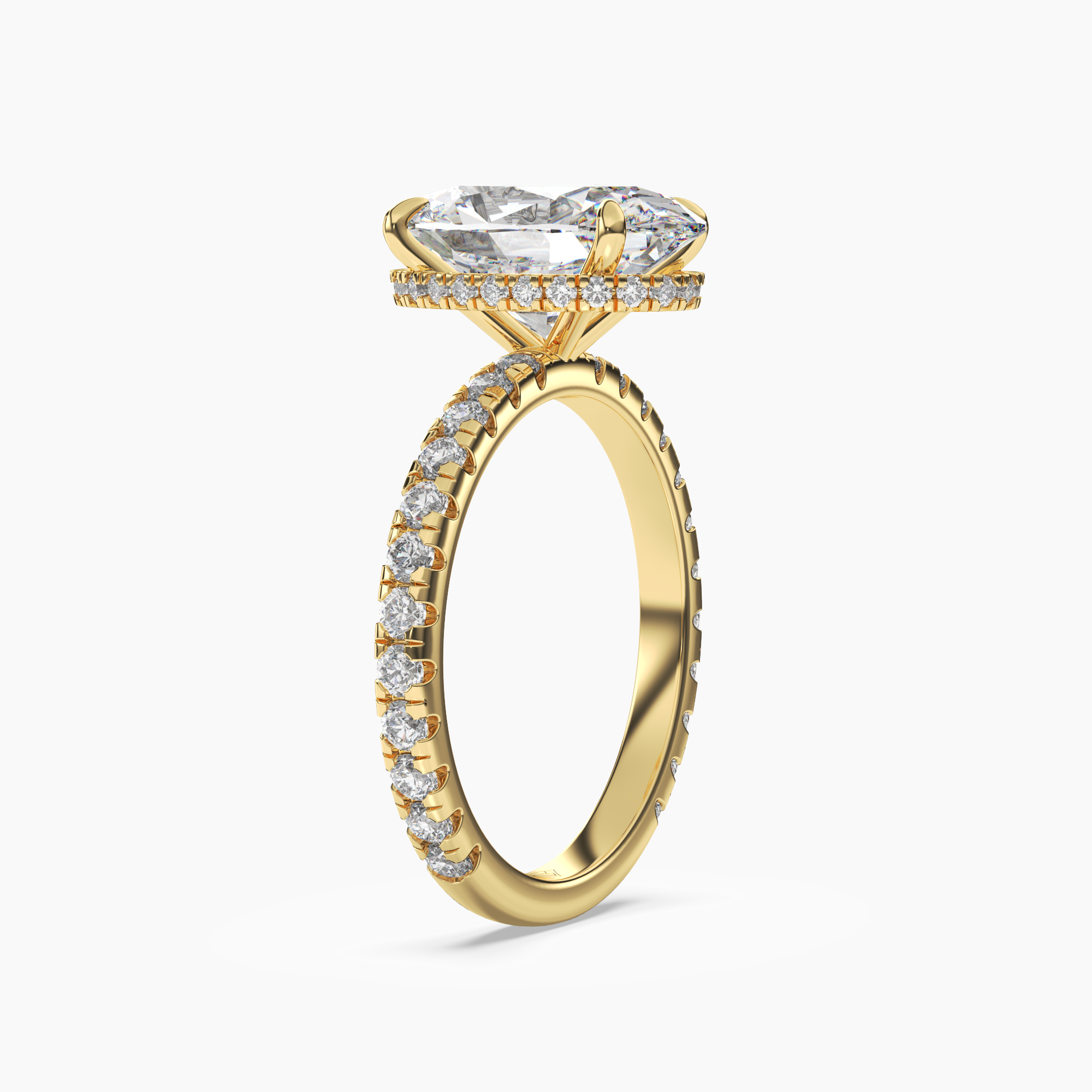 Clara 5 Carat Oval Cut Pave Lab Grown Diamond Ring in 14K White Gold - View 5