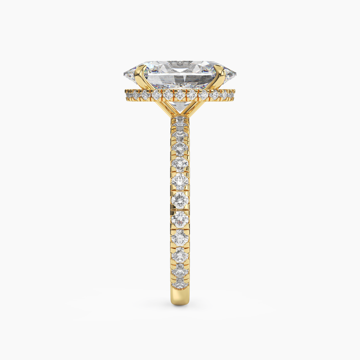 Clara 5 Carat Oval Cut Pave Lab Grown Diamond Ring in 14K Rose Gold - View 9