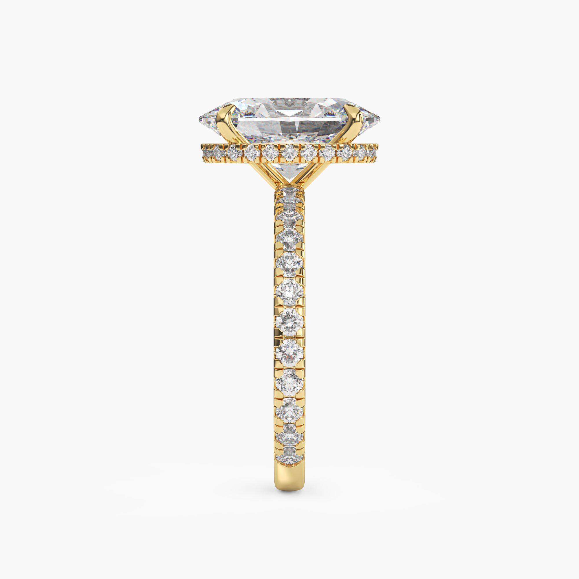Clara 5 Carat Oval Cut Pave Lab Grown Diamond Ring in 14K White Gold - View 6