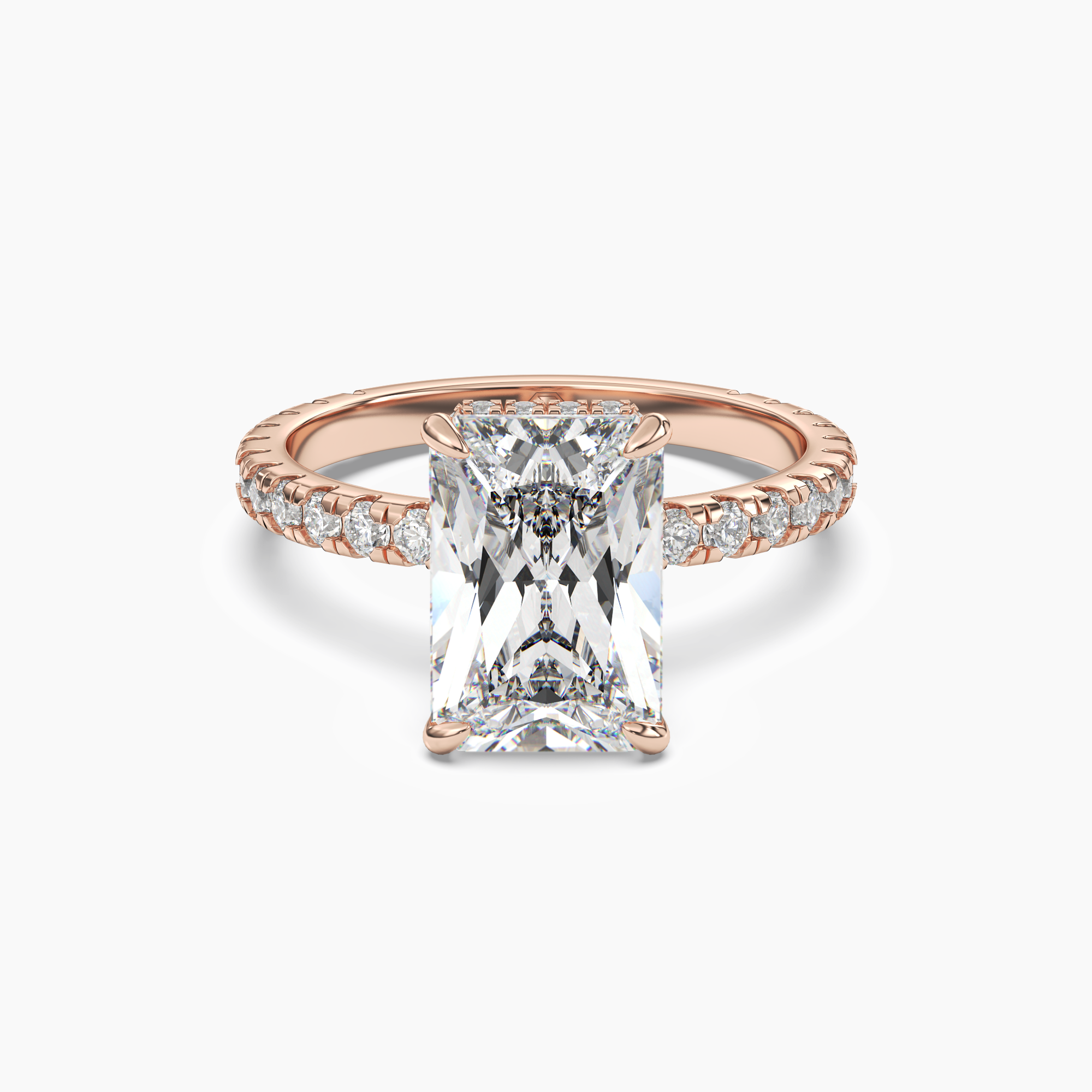 Clara 4.5 Carat Radiant Cut Pave Lab Grown Diamond Ring in 10K White Gold - View 7