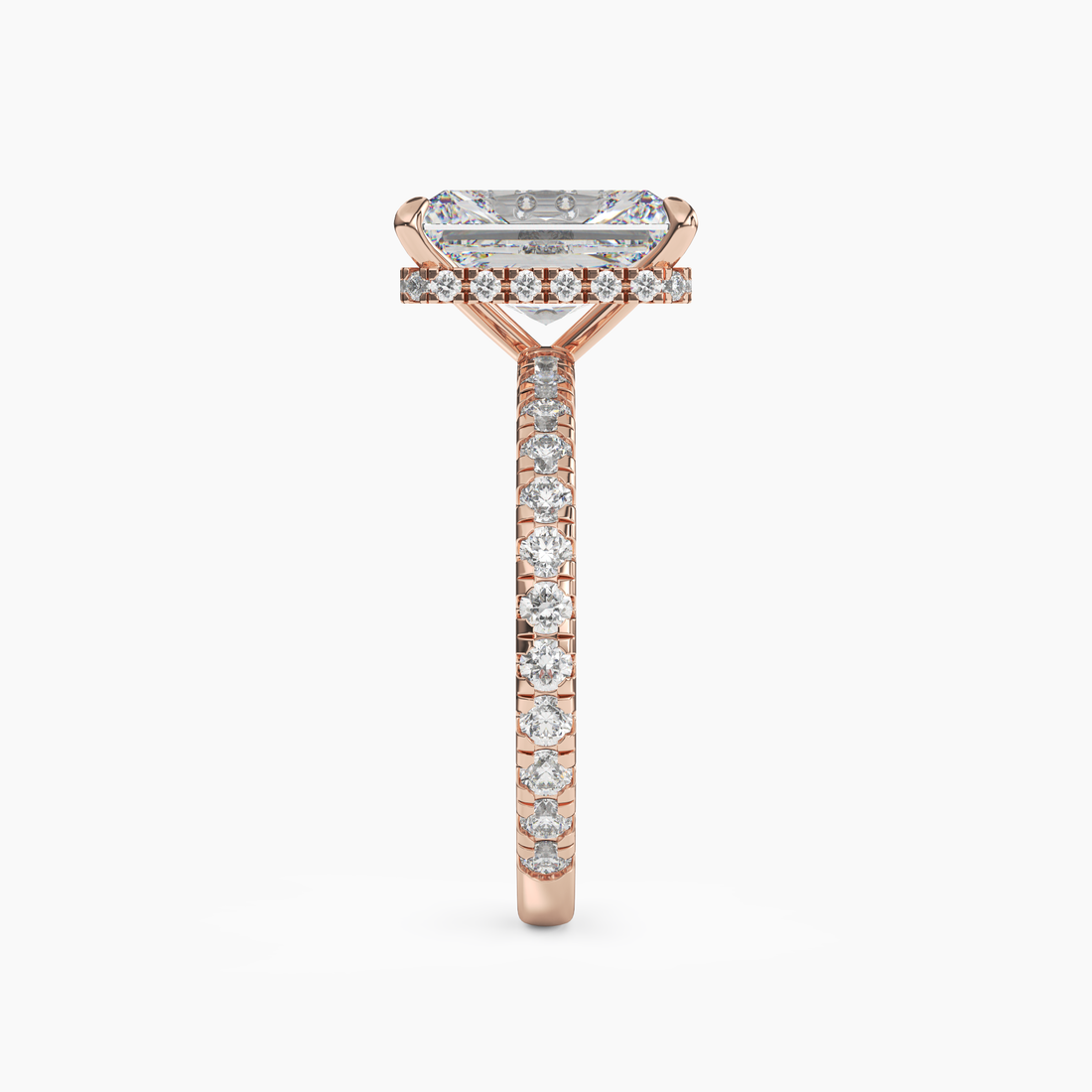 Clara 3.5 Carat Radiant Cut Pave Lab Grown Diamond Ring in 10K White Gold - View 9