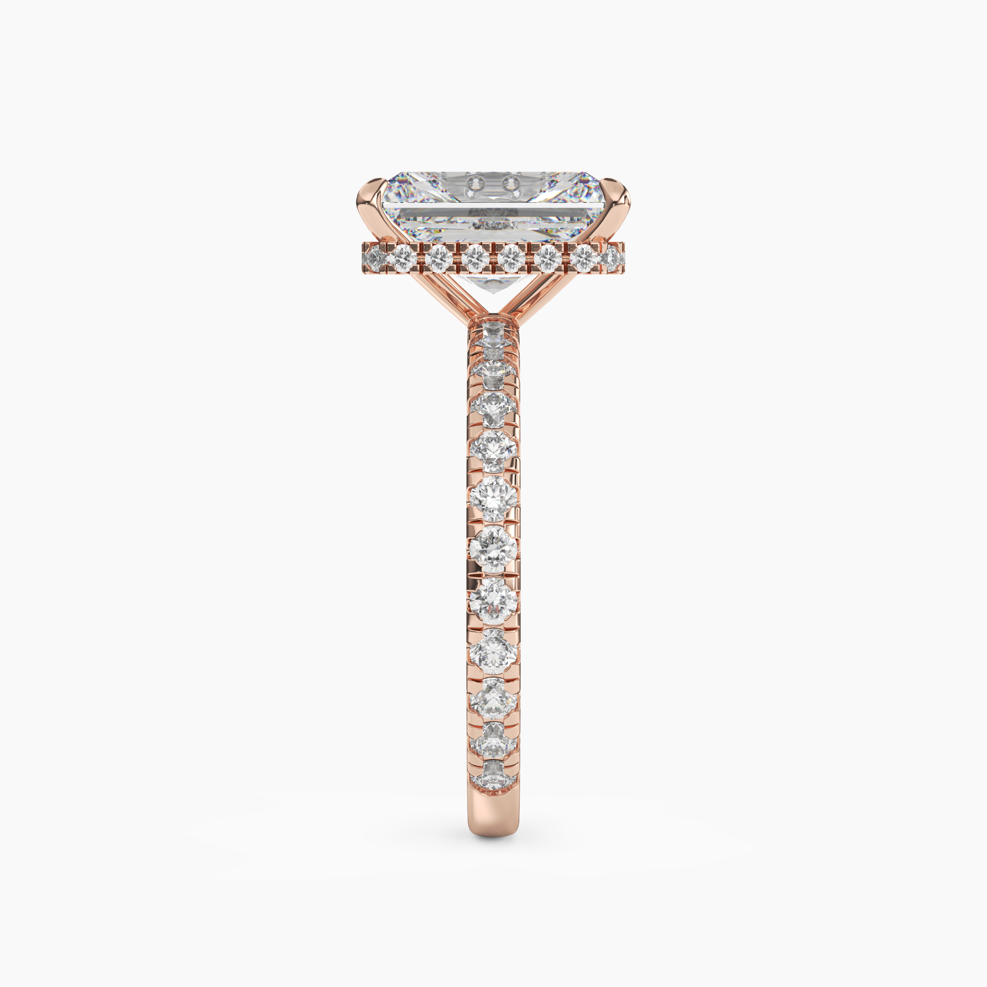 Clara 5 Carat Radiant Cut Pave Lab Grown Diamond Ring in 18K Yellow Gold - View 9