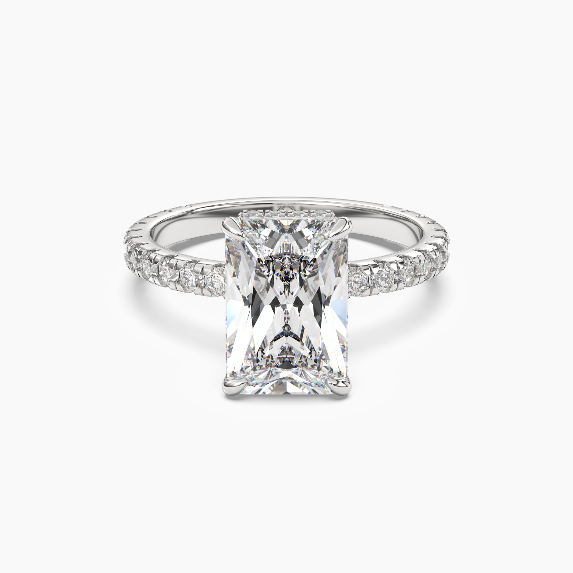 Clara 3 Carat Radiant Cut Pave Lab Grown Diamond Ring in 14K Rose Gold - View 4