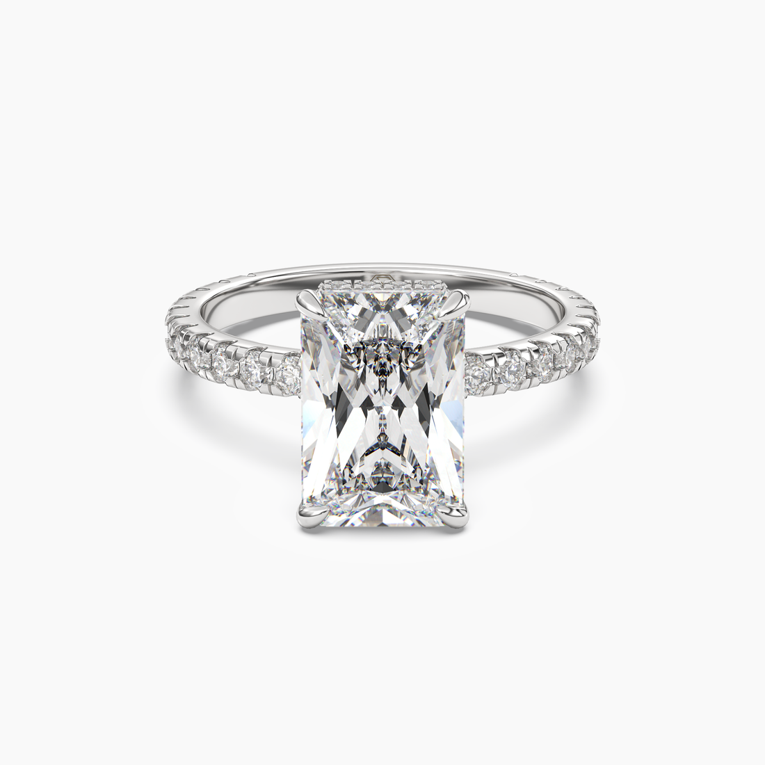 Clara 5 Carat Radiant Cut Pave Lab Grown Diamond Ring in 18K Yellow Gold - View 4
