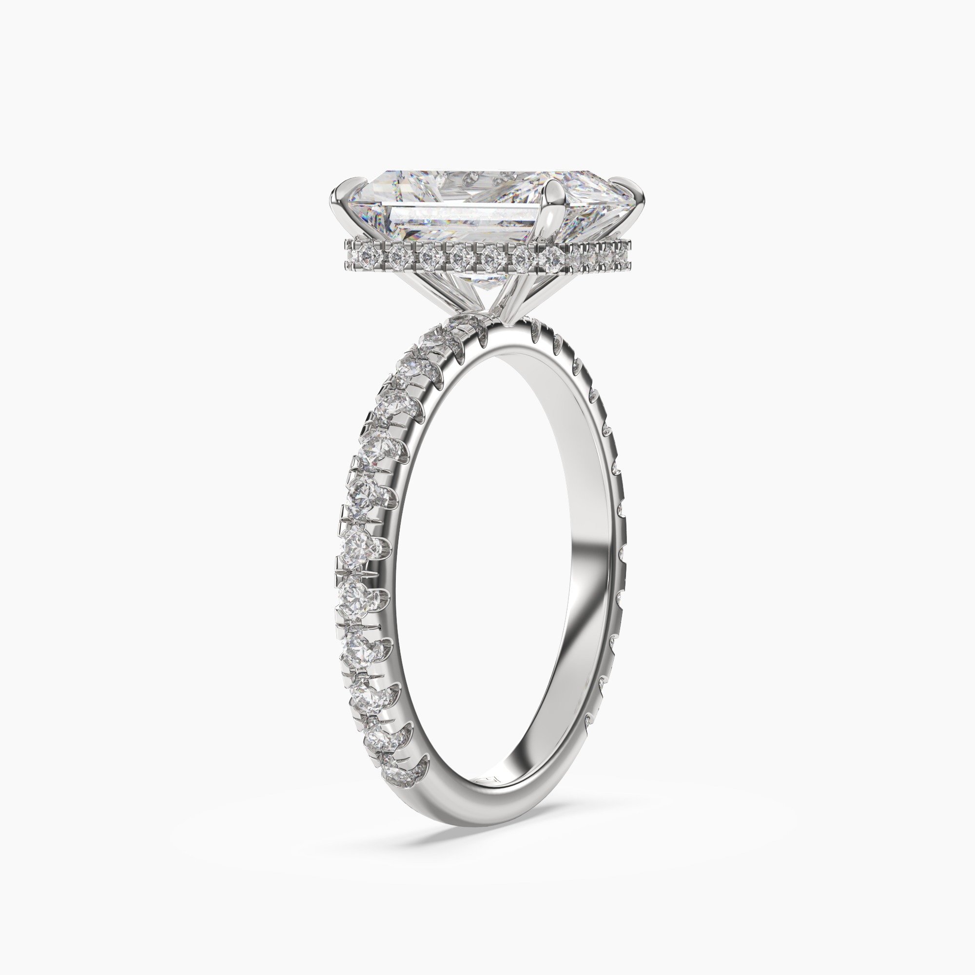 Clara 5 Carat Radiant Cut Pave Lab Grown Diamond Ring in 14K Rose Gold - View 5