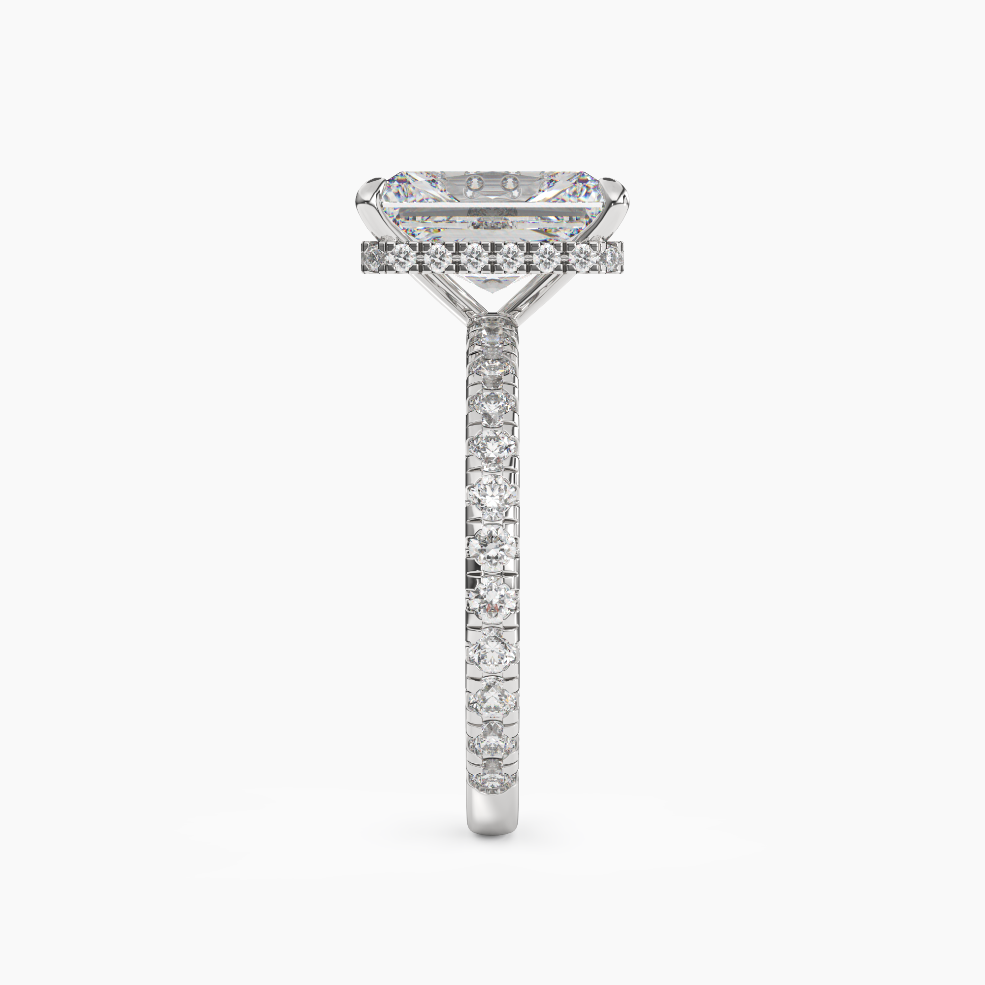 Clara 3 Carat Radiant Cut Pave Lab Grown Diamond Ring in 18K White Gold - View 3