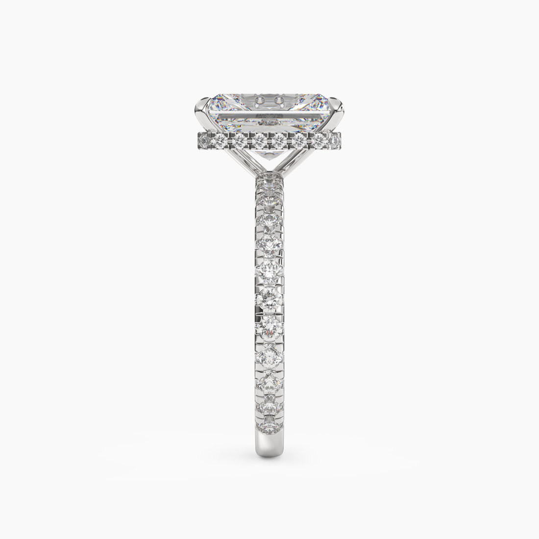 Clara 4.5 Carat Radiant Cut Pave Lab Grown Diamond Ring in 10K White Gold - View 3
