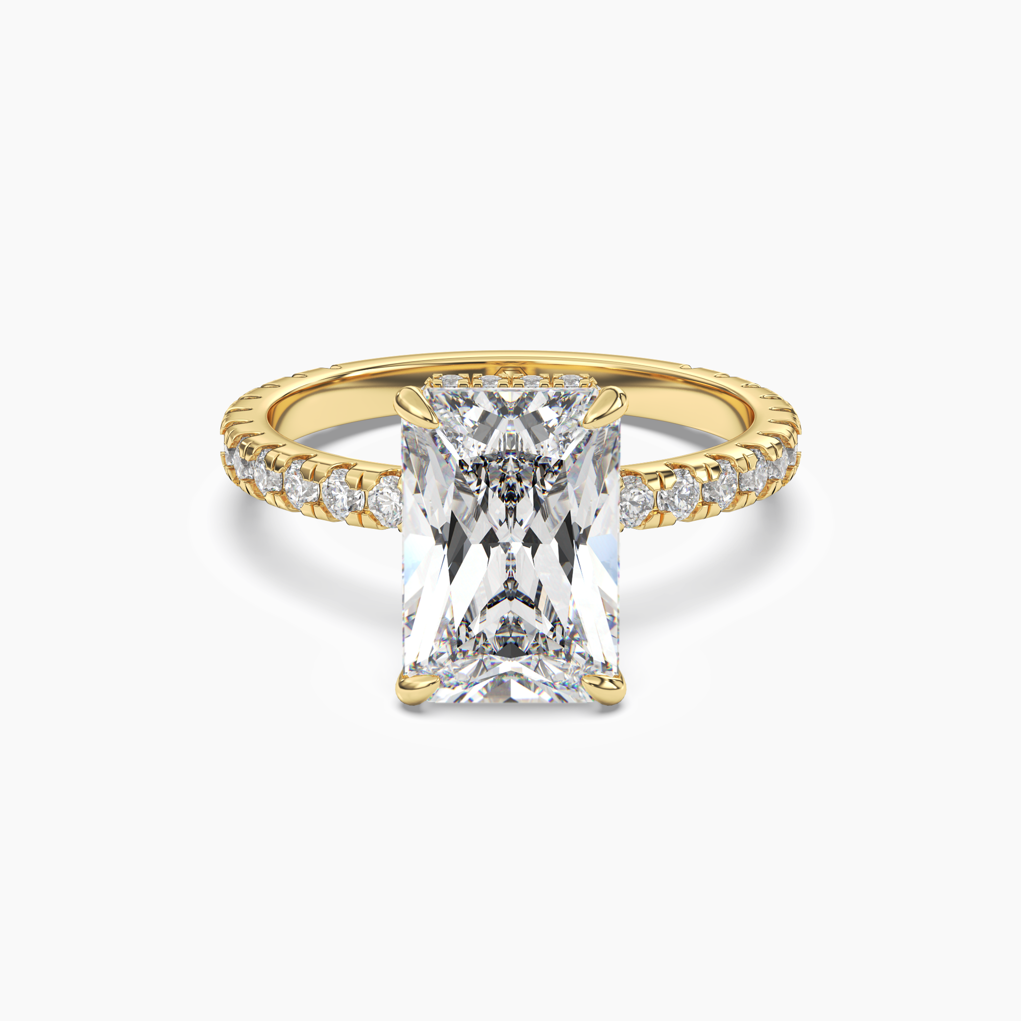 Clara 3.5 Carat Radiant Cut Pave Lab Grown Diamond Ring in 14K Rose Gold - View 7