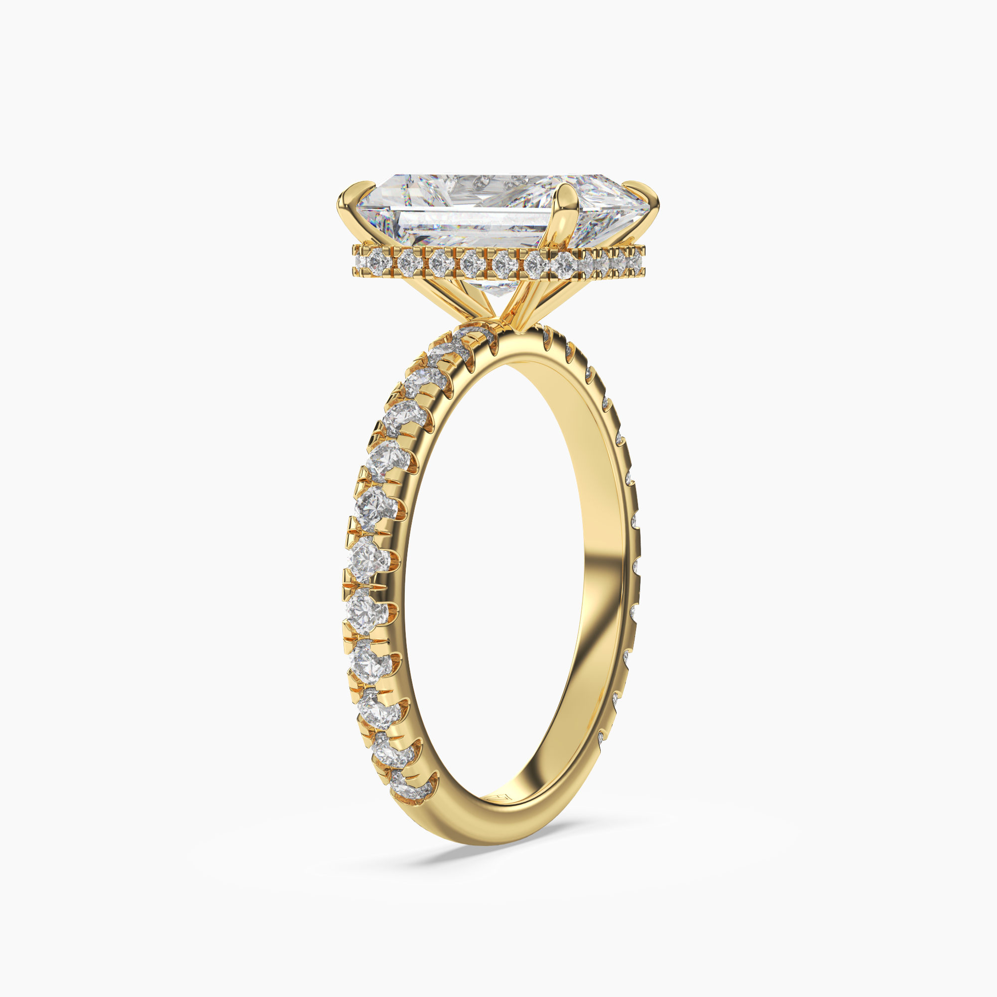 Clara 3.5 Carat Radiant Cut Pave Lab Grown Diamond Ring in 14K White Gold - View 5