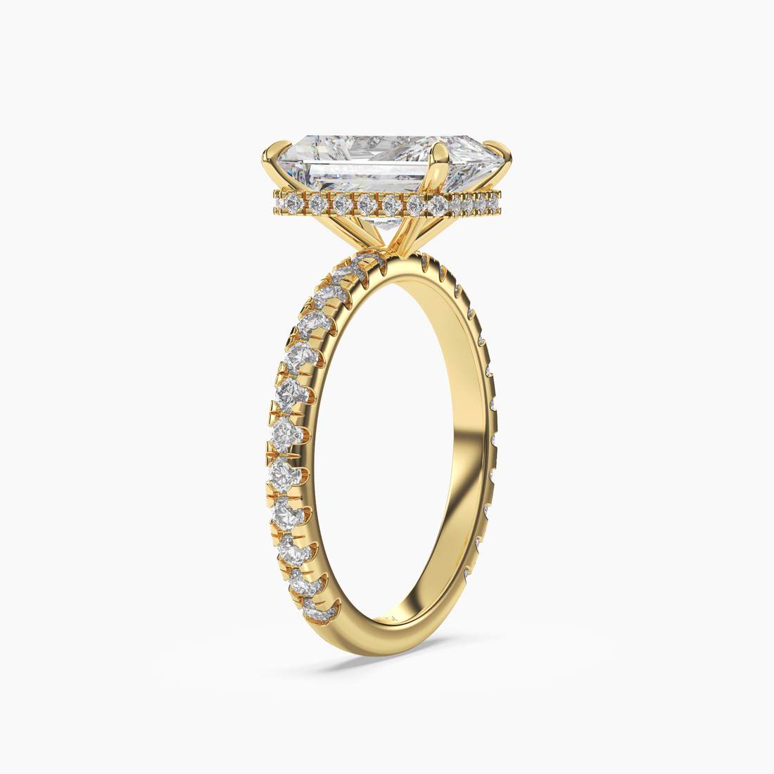 Clara 3.5 Carat Radiant Cut Pave Lab Grown Diamond Ring in 18K White Gold - View 5