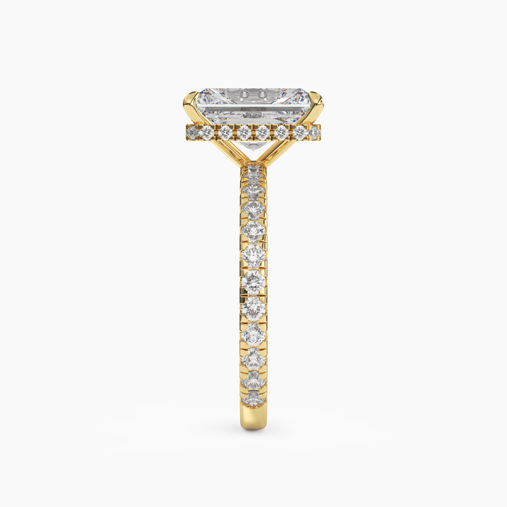 Clara 5 Carat Radiant Cut Pave Lab Grown Diamond Ring in 14K Rose Gold - View 9