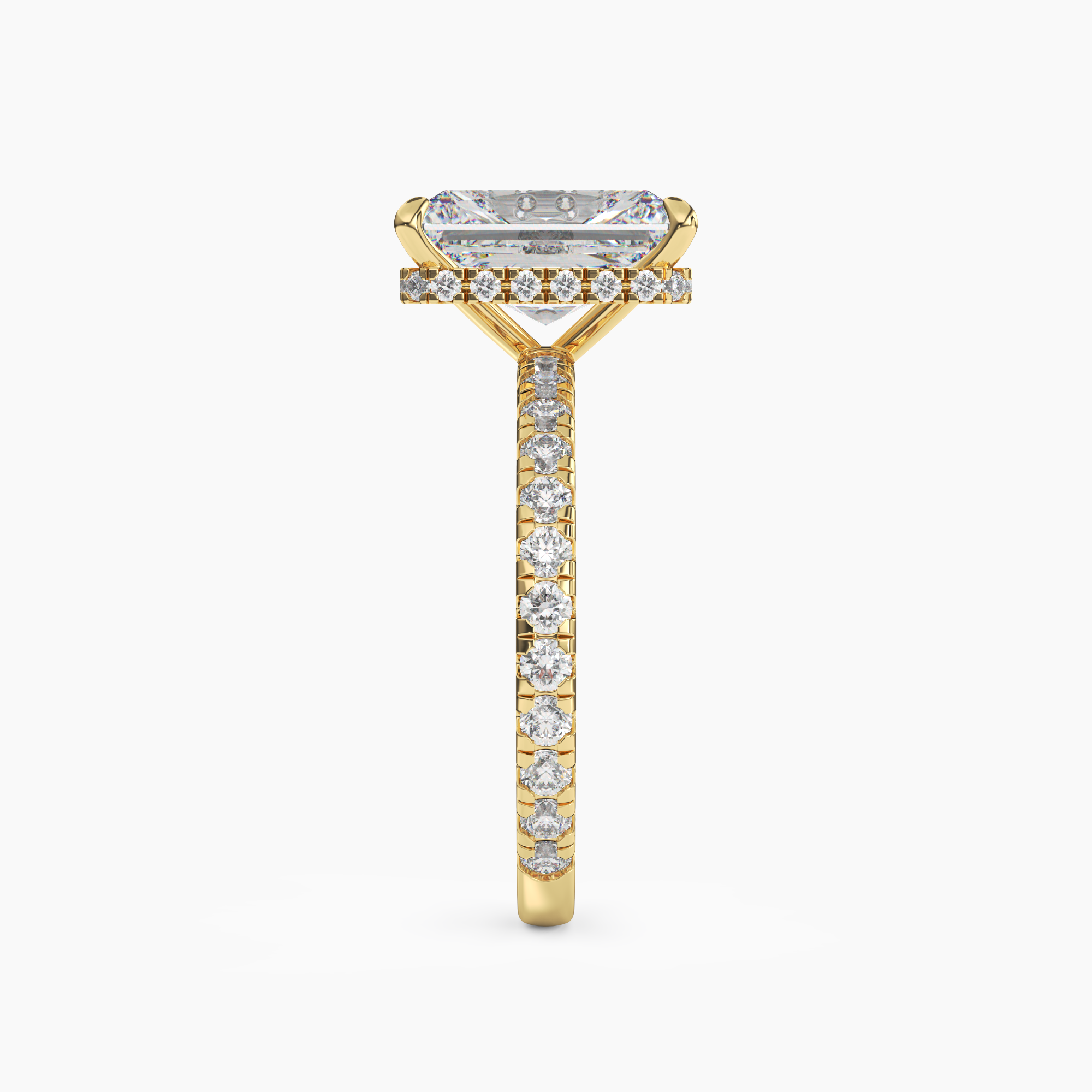 Clara 3 Carat Radiant Cut Pave Lab Grown Diamond Ring in 10K White Gold - View 6