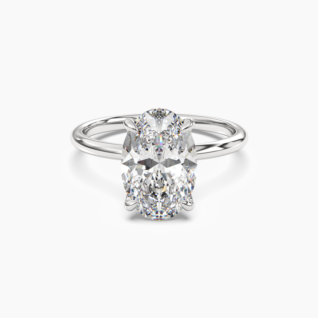 Isla 1 Carat Oval Cut Solitaire Lab Grown Diamond Ring in 10K White Gold