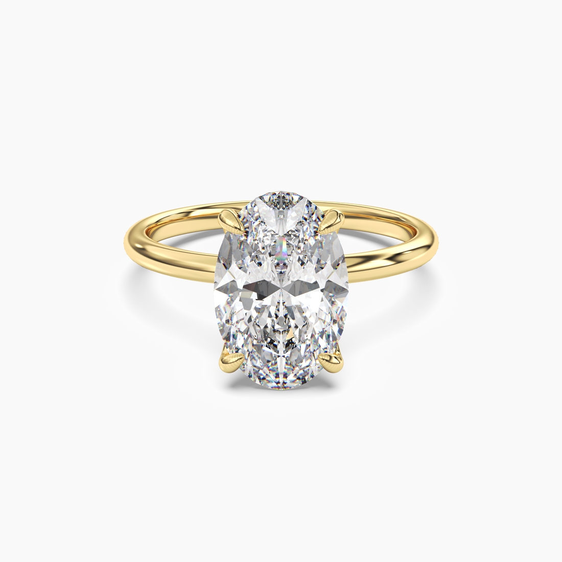 Isla 3 Carat Oval Cut Solitaire Lab Grown Diamond Ring in 14K Yellow Gold