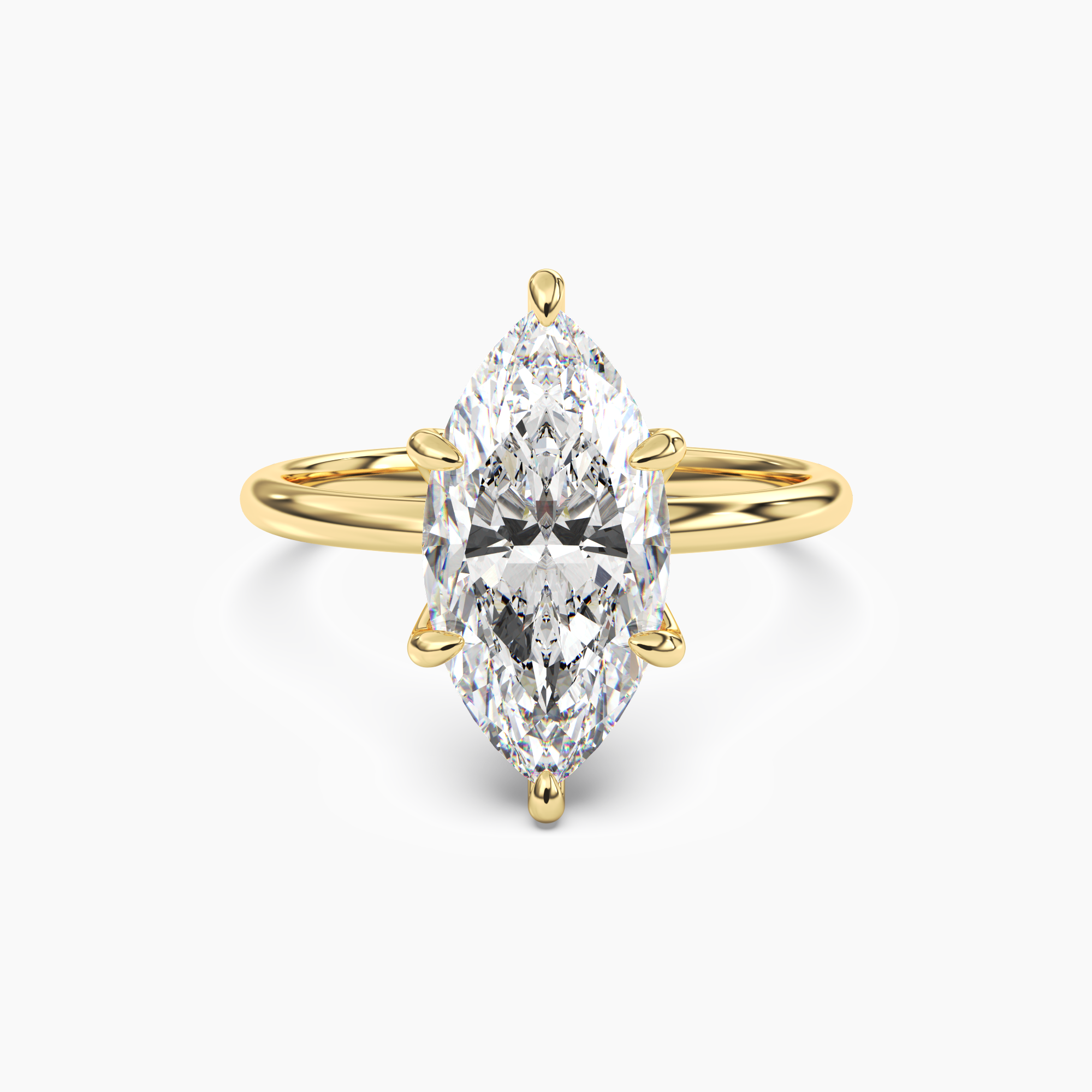 Evelyn 4 Carat Marquise Cut Solitaire Lab Grown Diamond Ring in 18K Yellow Gold