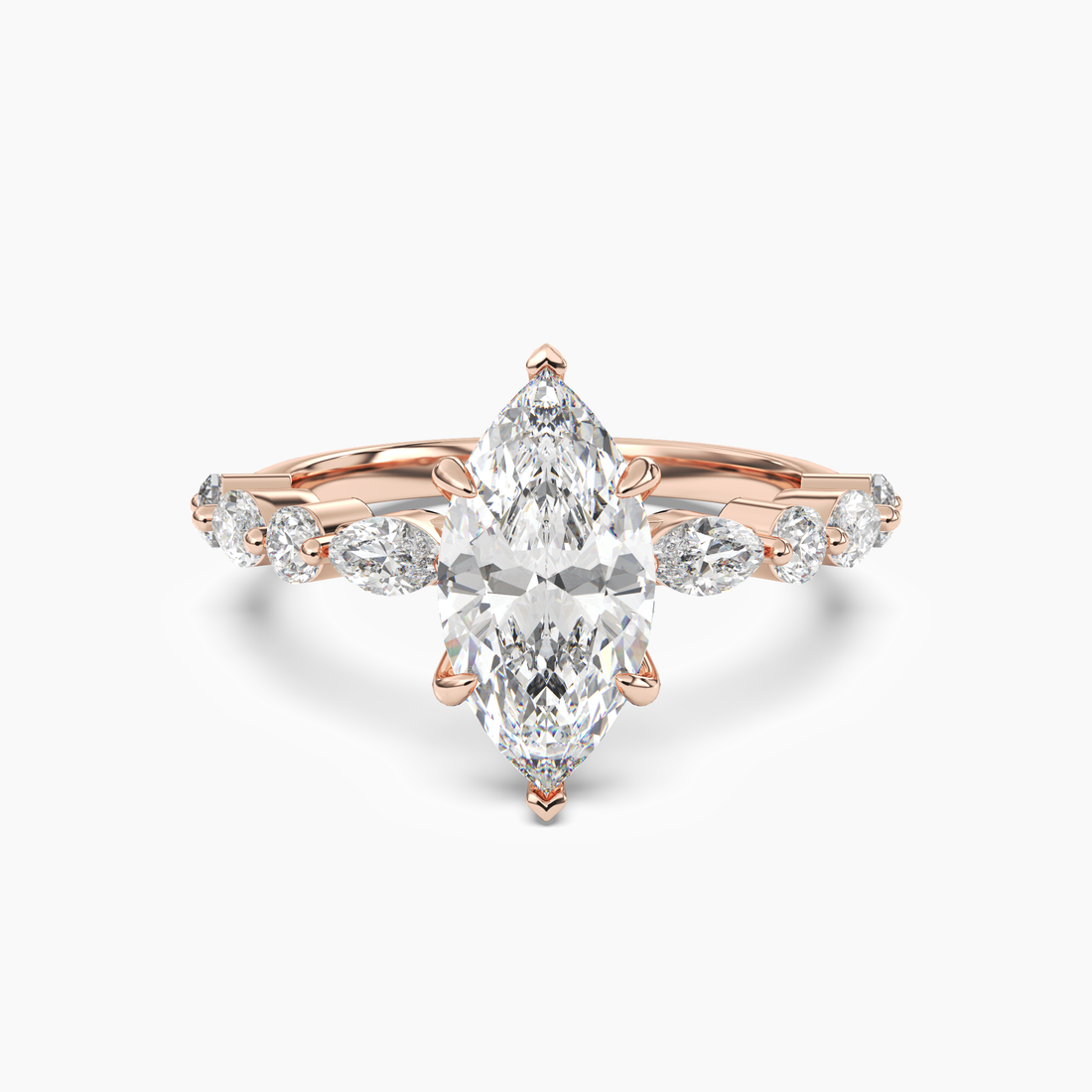 Celeste 5 Carat Marquise Cut Pave Lab Grown Diamond Ring in 14K Yellow Gold - View 7